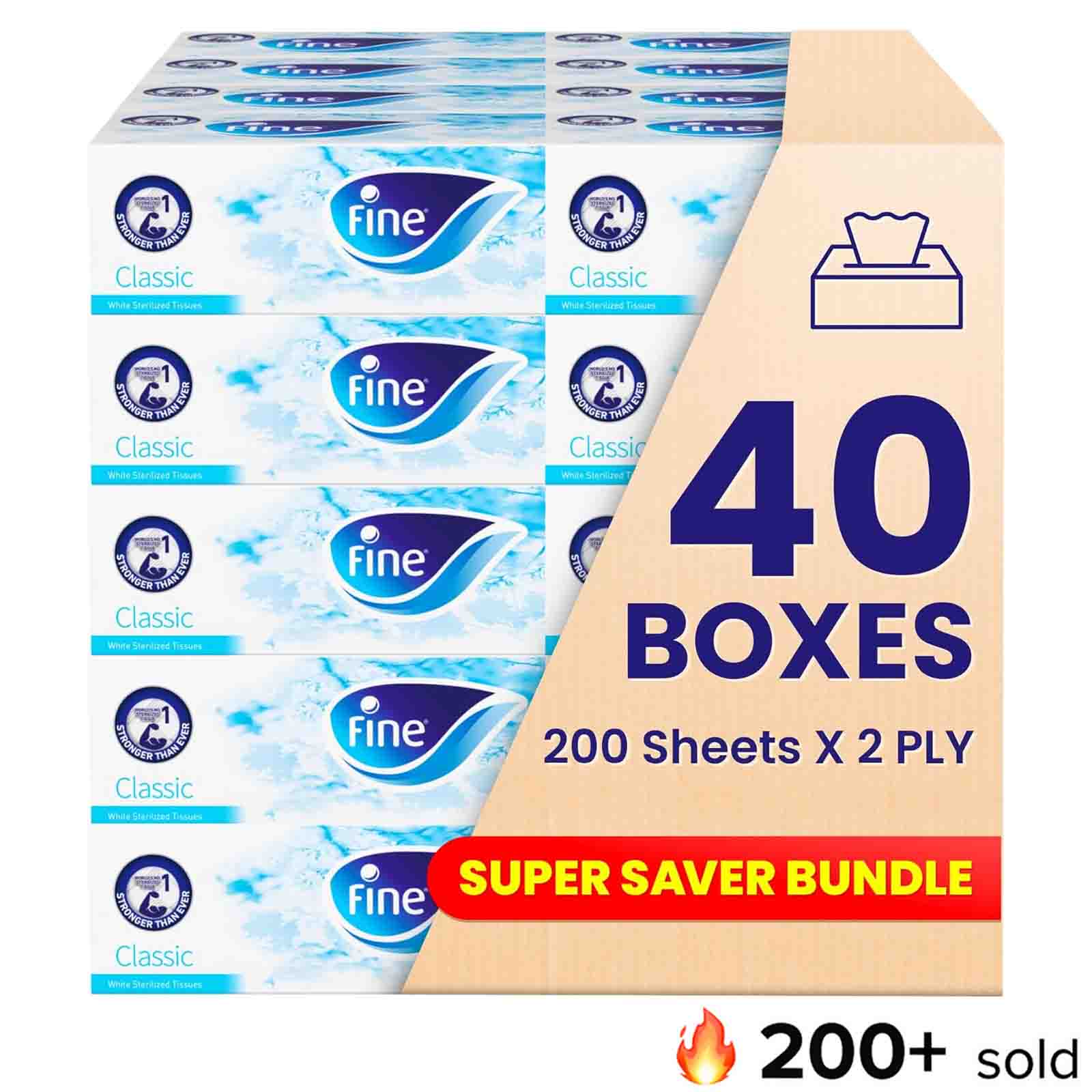   Fine Classic Facial Tissue 200 x 2 Ply 8 x 5 Pcs