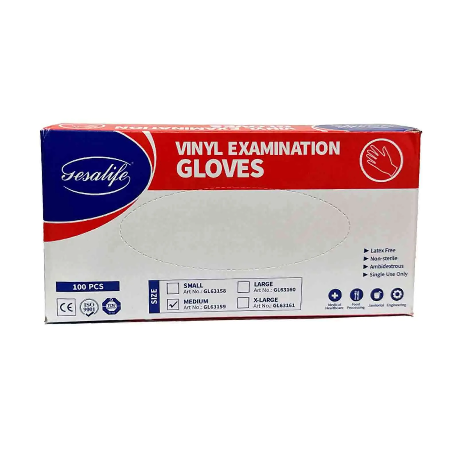 VINYL GLOVES PF BLUE MEDIUM GESALIFE ( 100 PCS )