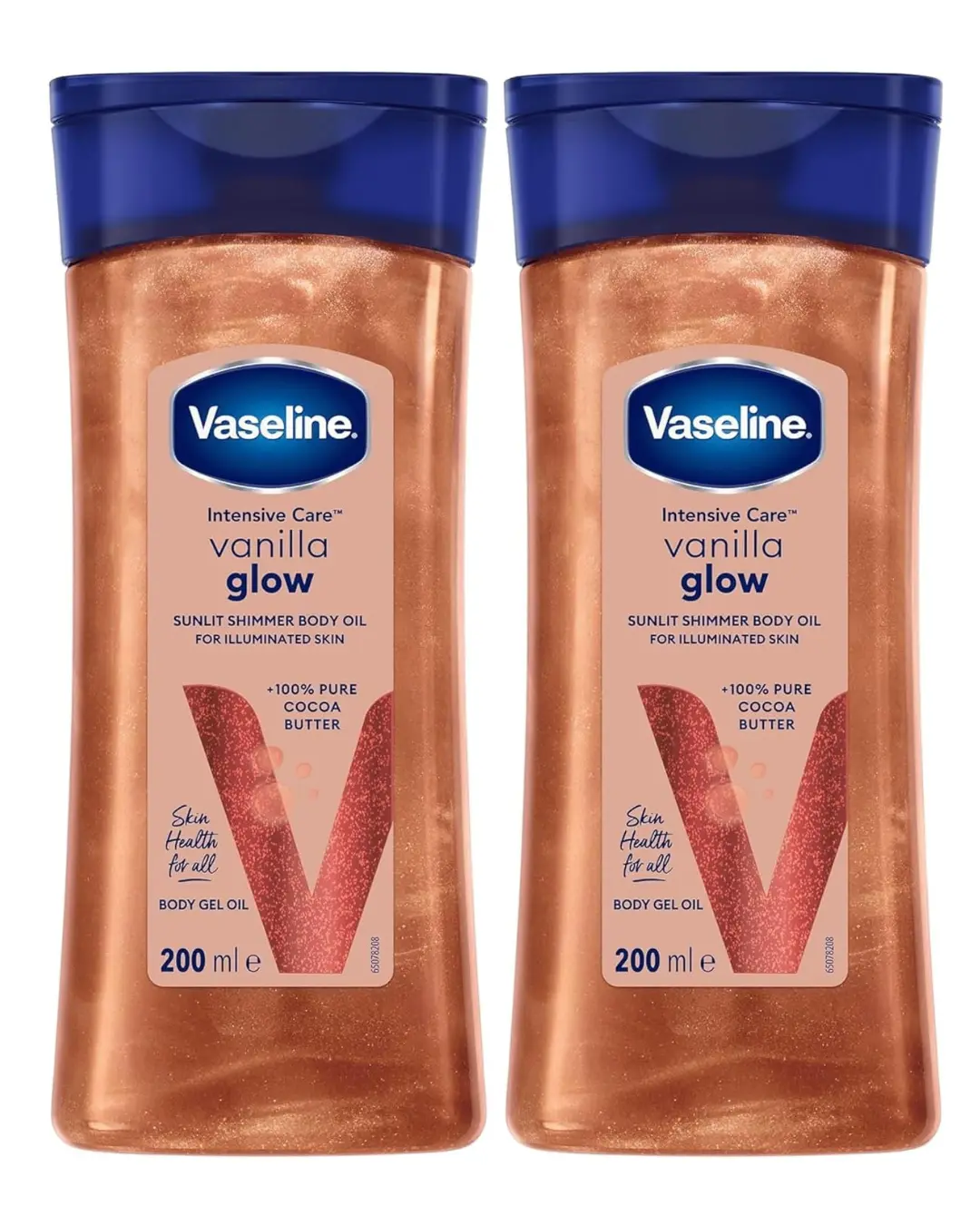 BODY GEL OIL VANILLA GLOW VASELINE ( 2 X 200 ML )