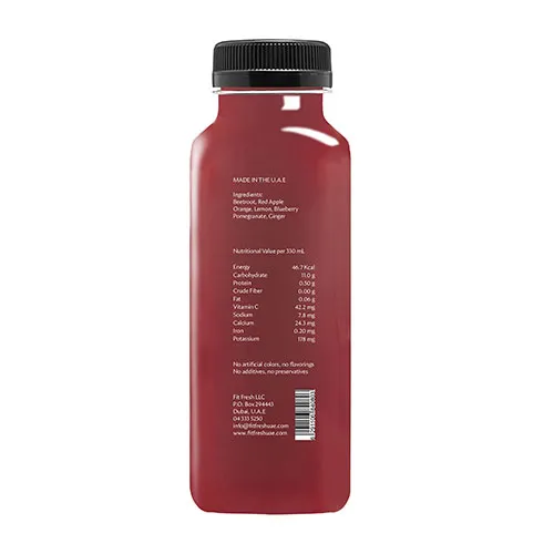 Fit Fresh Antioxidant Juice 330 ml (Cold-Pressed Fresh Juice, Freshly-Squeezed Daily, No Preservatives, No Additives, No Sugar Added)