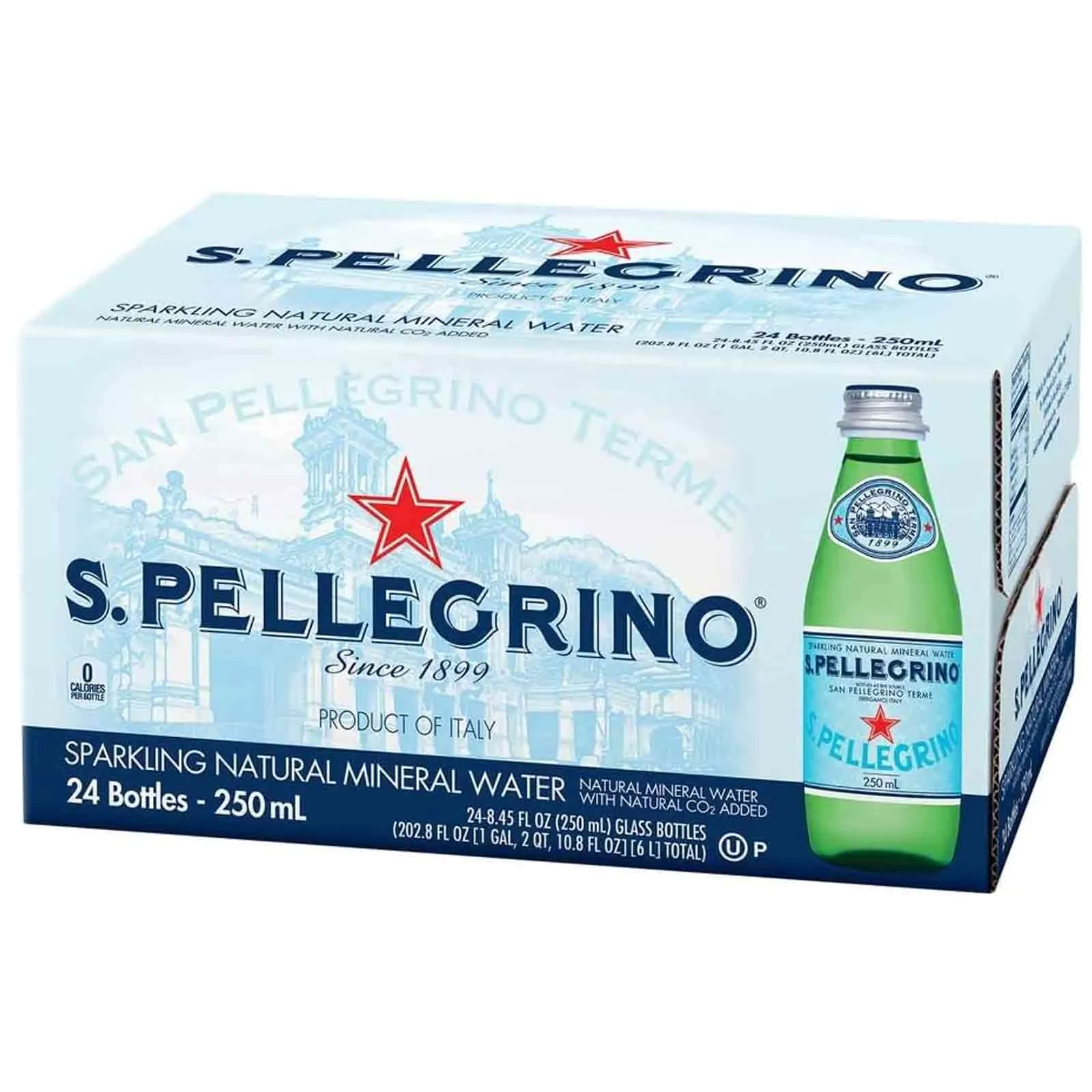 WATER SPARKLING GLASS BOTTLE SAN PELLEGRINO ( 24 X 250 ML )