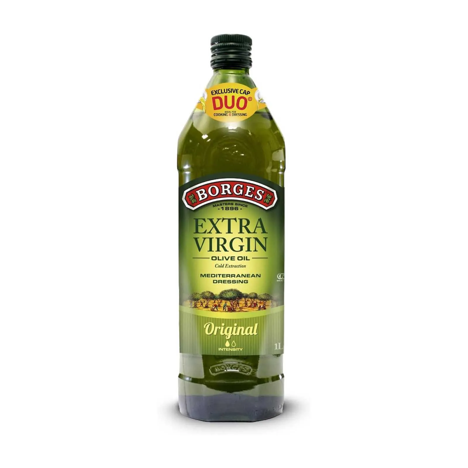 OIL OLIVE EXTRA VIRGIN GLASS BOTTLE BORGES ( 1 LTR )