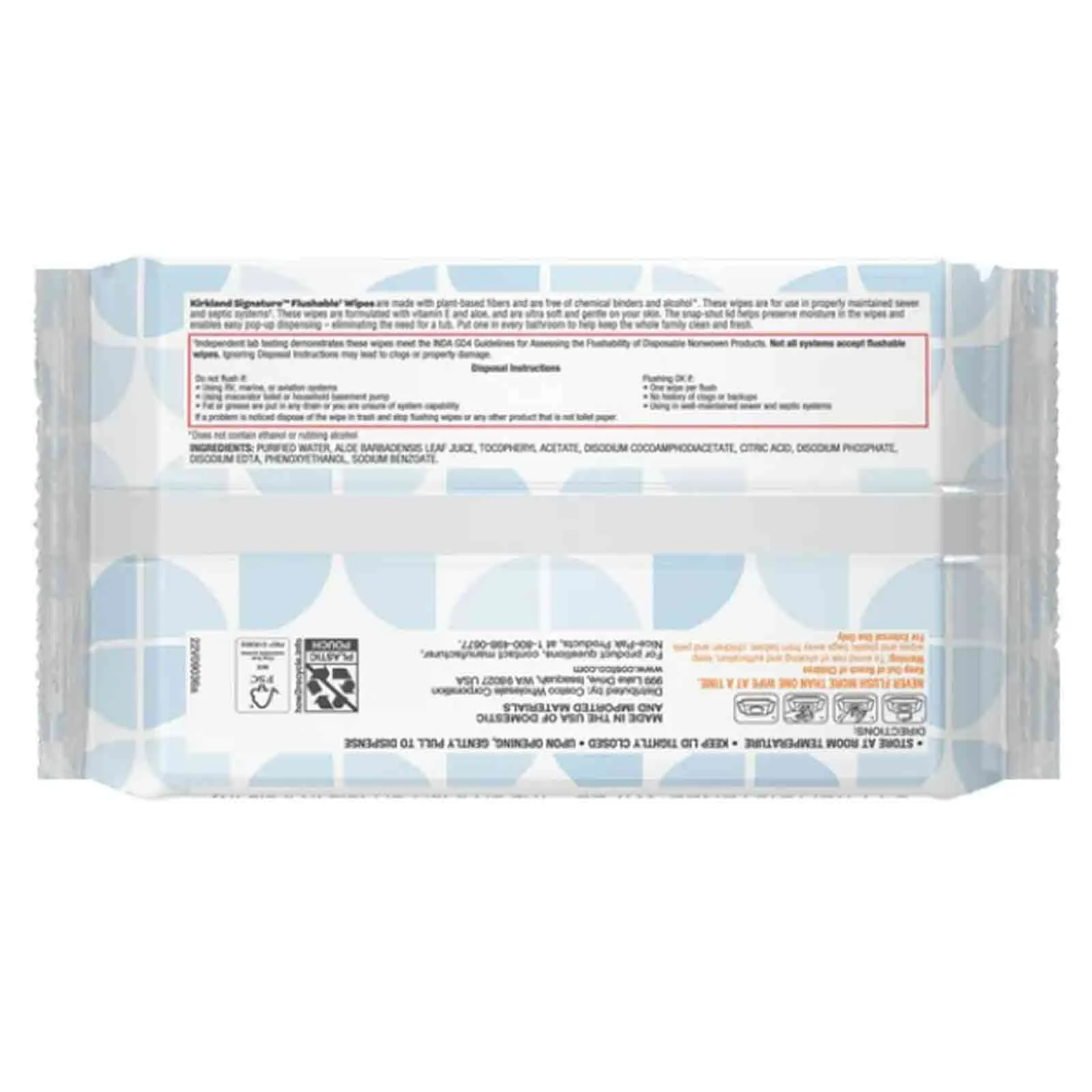 Wipes Flushable Plant Based Kirkland Signature 64 Wipes