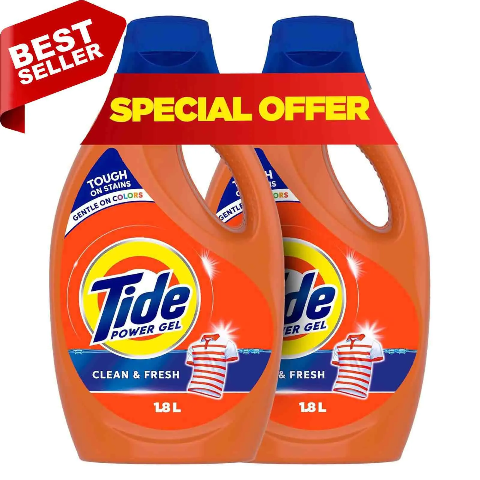POWER GEL CLEAN & FRESH LAUNDRY DETERGENT TIDE ( 2 X 1.8 L )