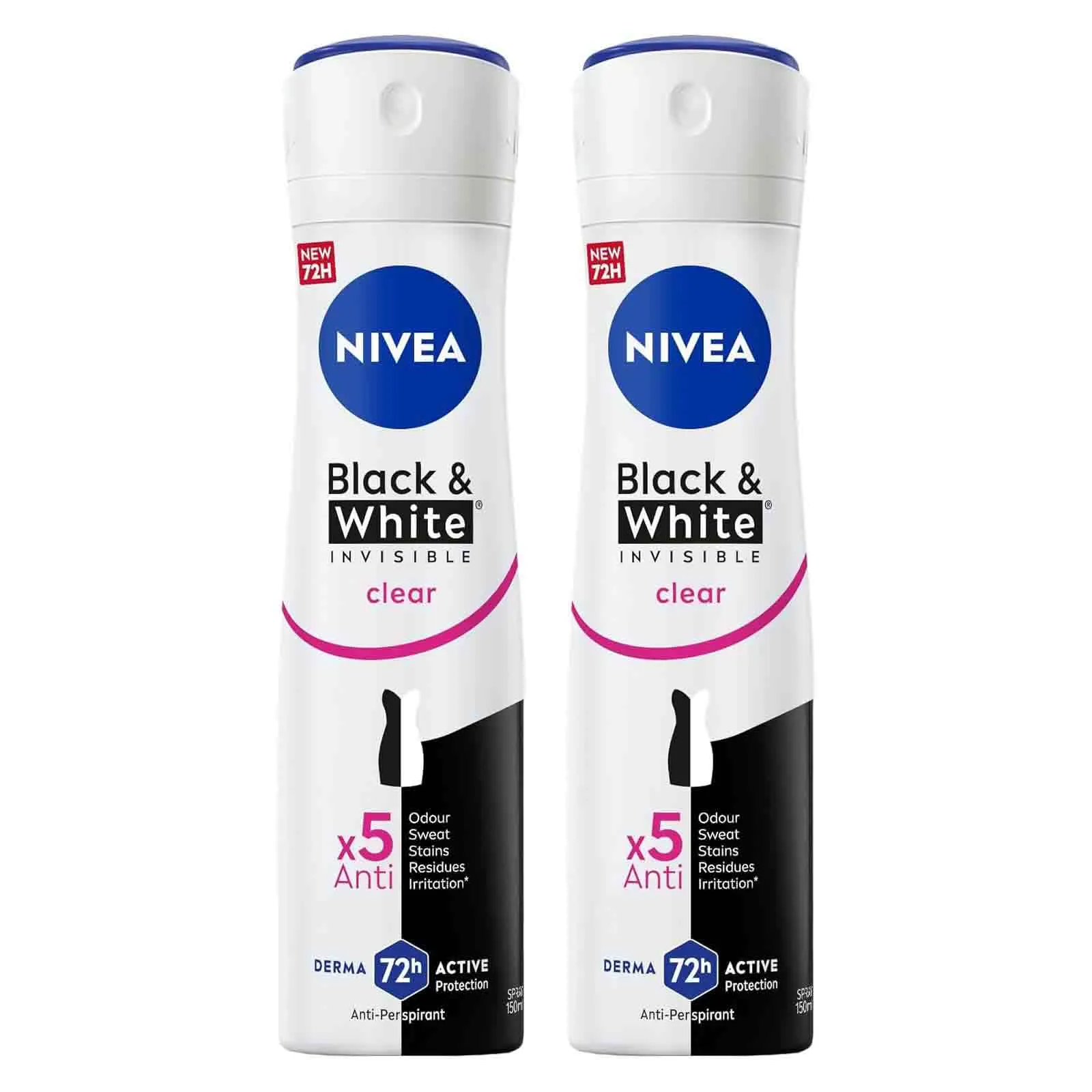 DEODORANT SPRAY ANTIPERS BLK & WHTE INVIS ORIGINAL WOMEN NIVEA ( 2 X 150 ML )