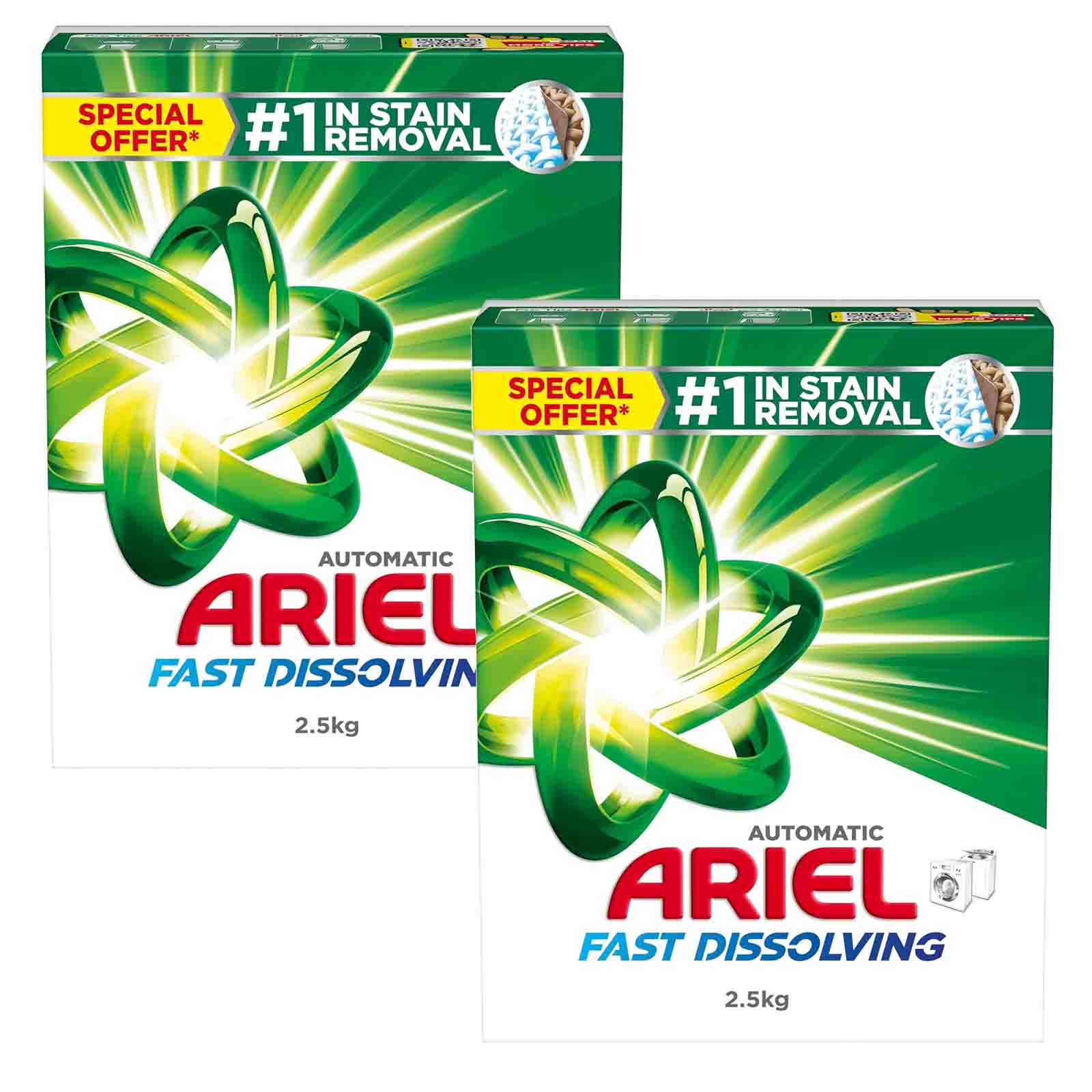 LAUNDRY DETERGENT POWDER AUTOMATIC ORIGINAL FAST DISSOLVING ARIEL ( 2 X 2.5 KG )