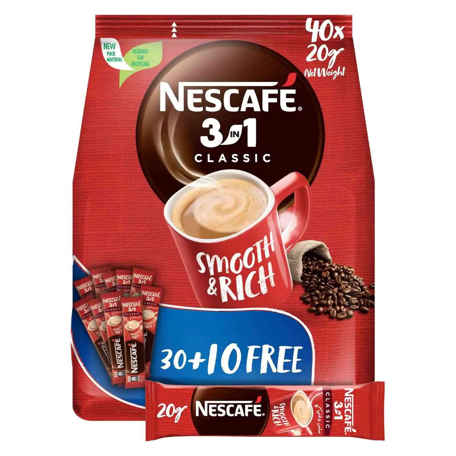 COFFEE 3 IN 1 CLASSIC NESCAFE ( 30 + 10 X 20 GM )
