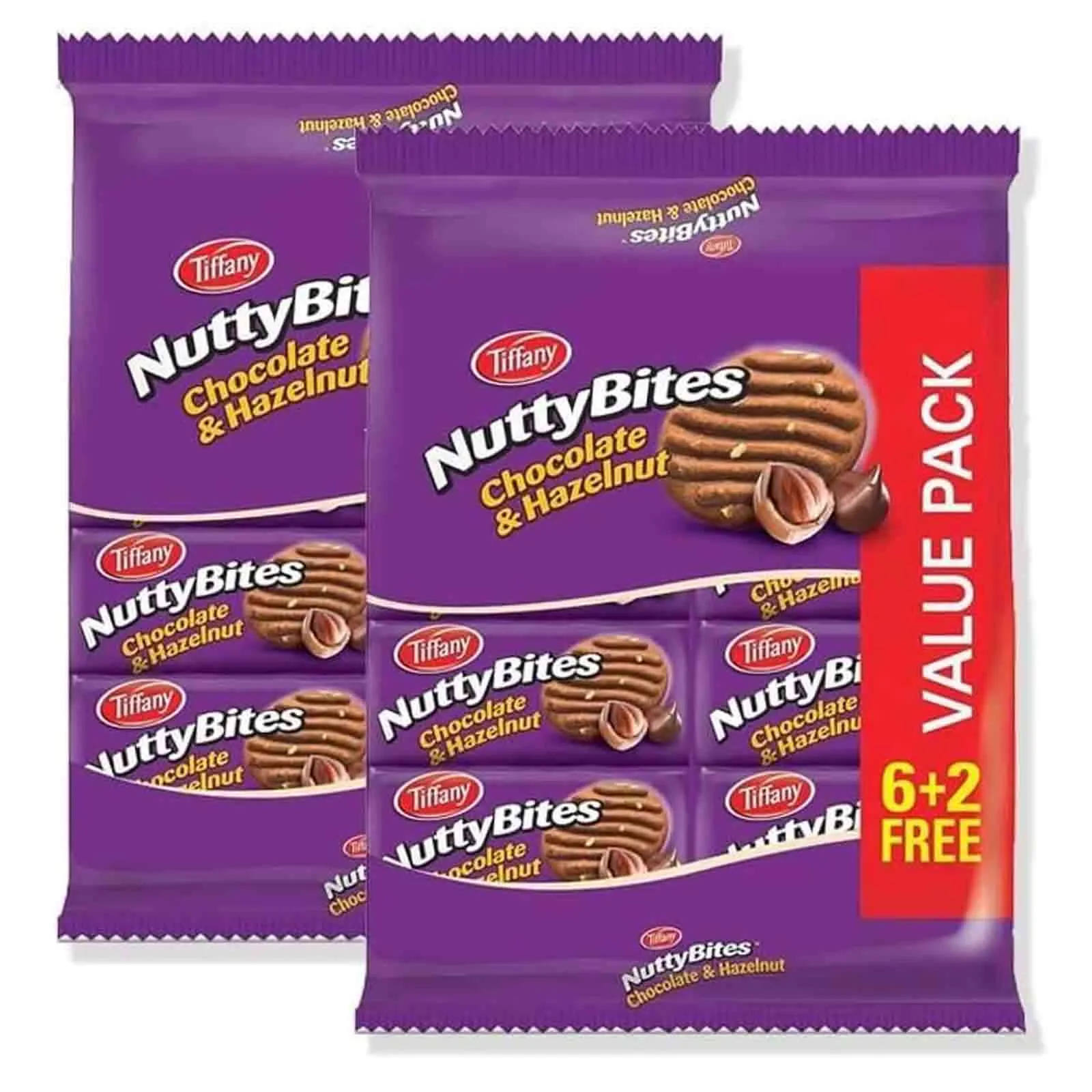 BISCUIT NUTTY BITES CHOCOLATE & HAZELNUT TIFFANY ( 2 X 8 X 72 GM )
