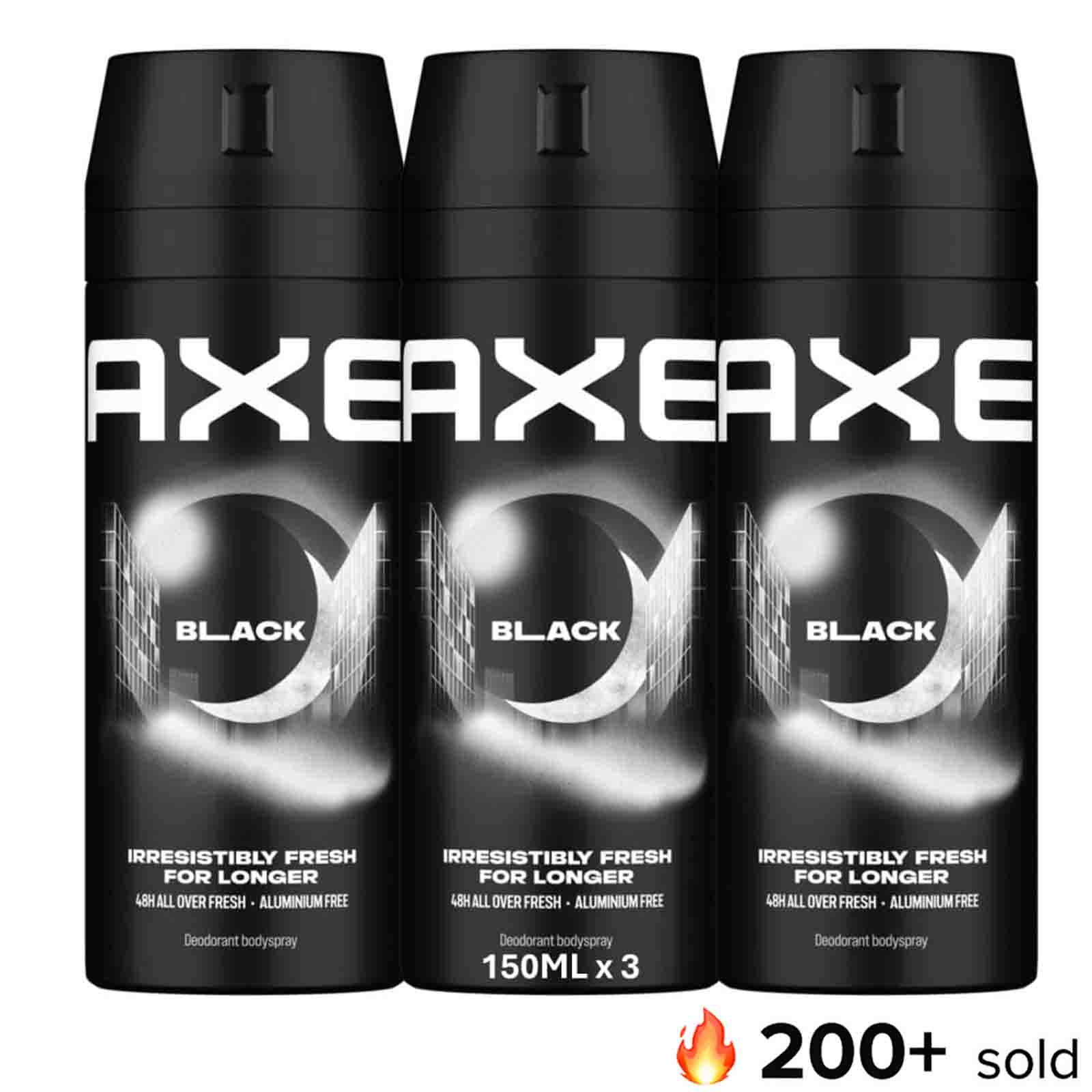 DEODORANT BODY SPRAY MEN BLACK AXE ( 3 X 150 ML )