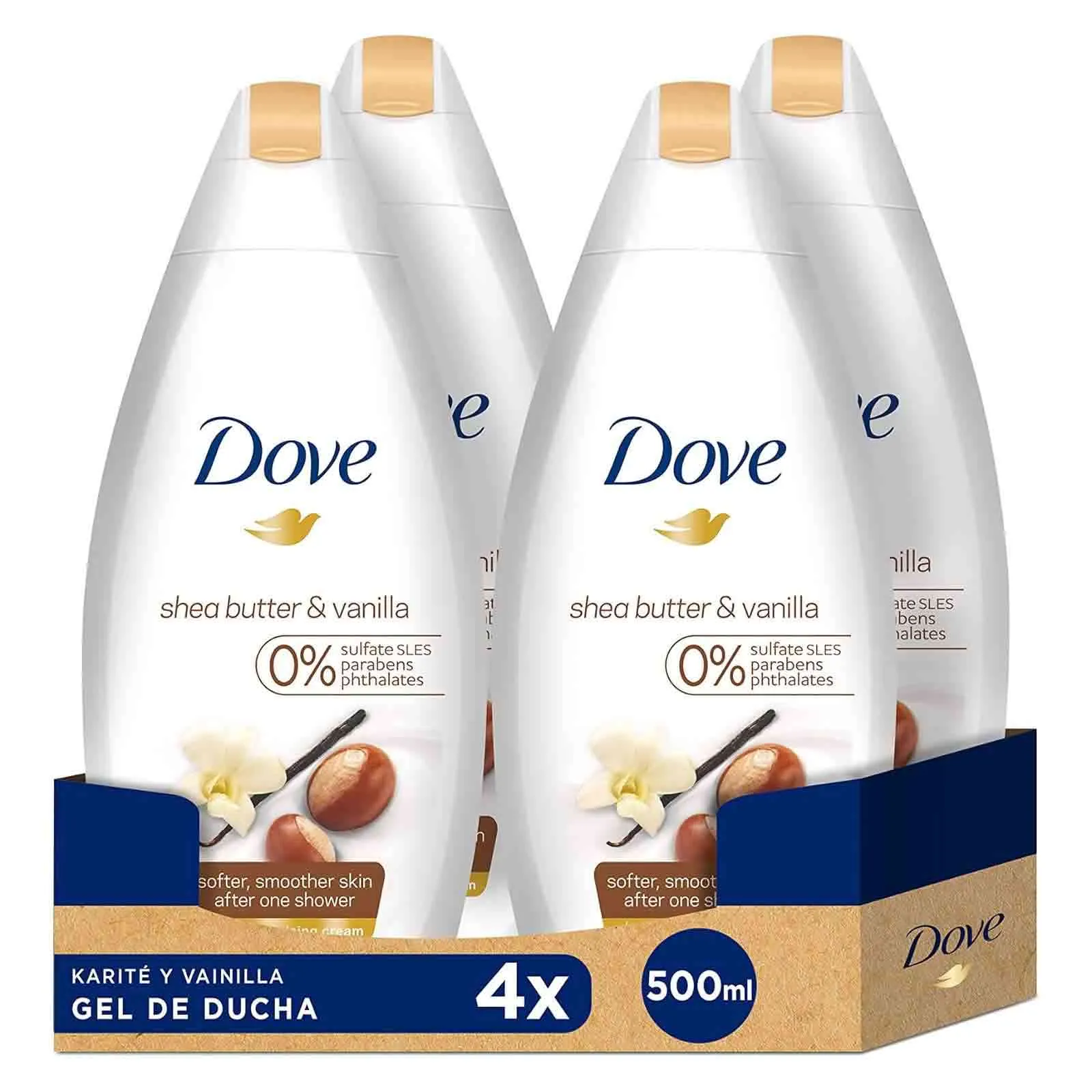 BODY WASH PURELY PAMPERING SHEA BUTTER DOVE ( 4 X 500 ML )