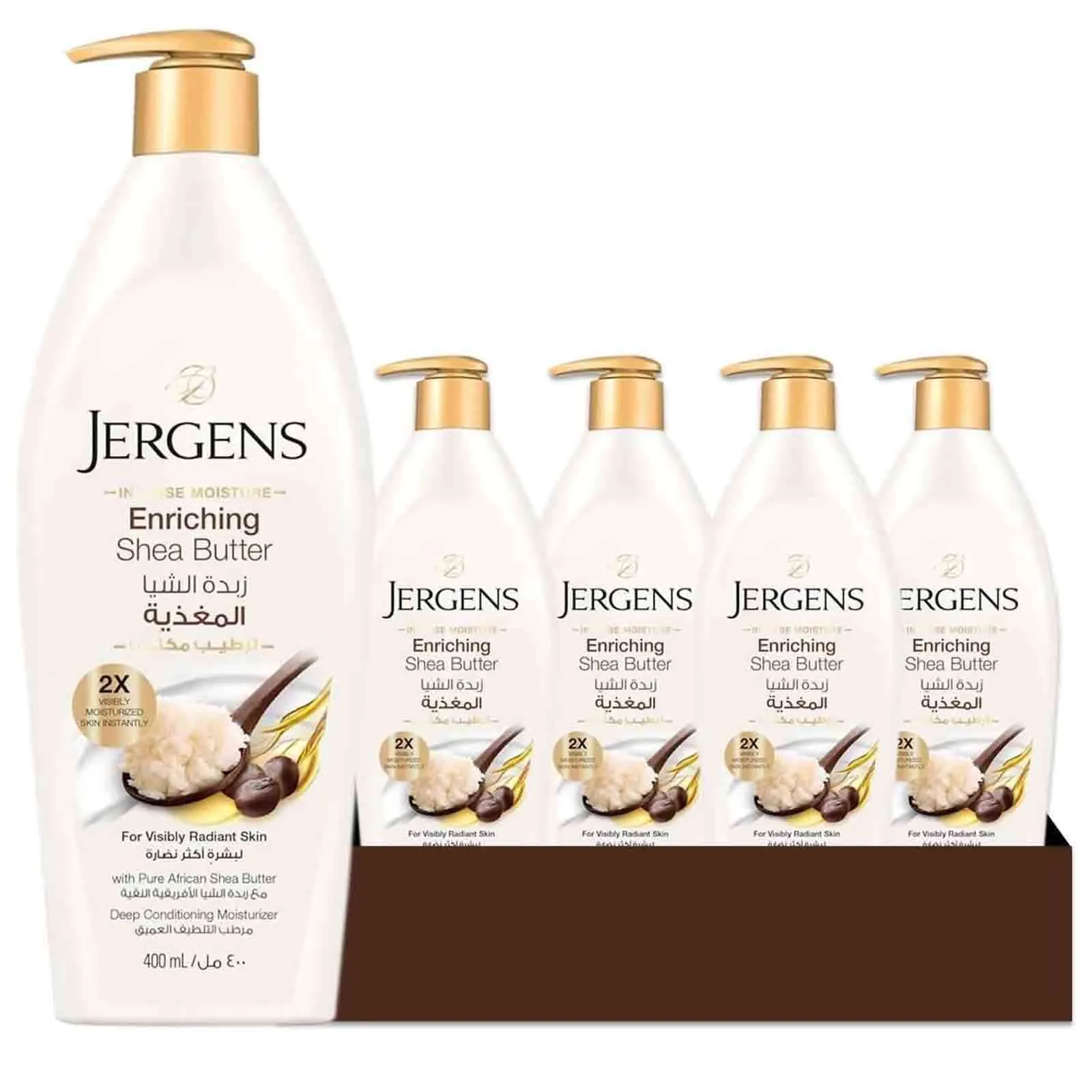 BODY LOTION ENRICHING SHEA BUTTER DEEP CONDITIONING MOISTURIZER JERGENS ( 4 X 400 ML )