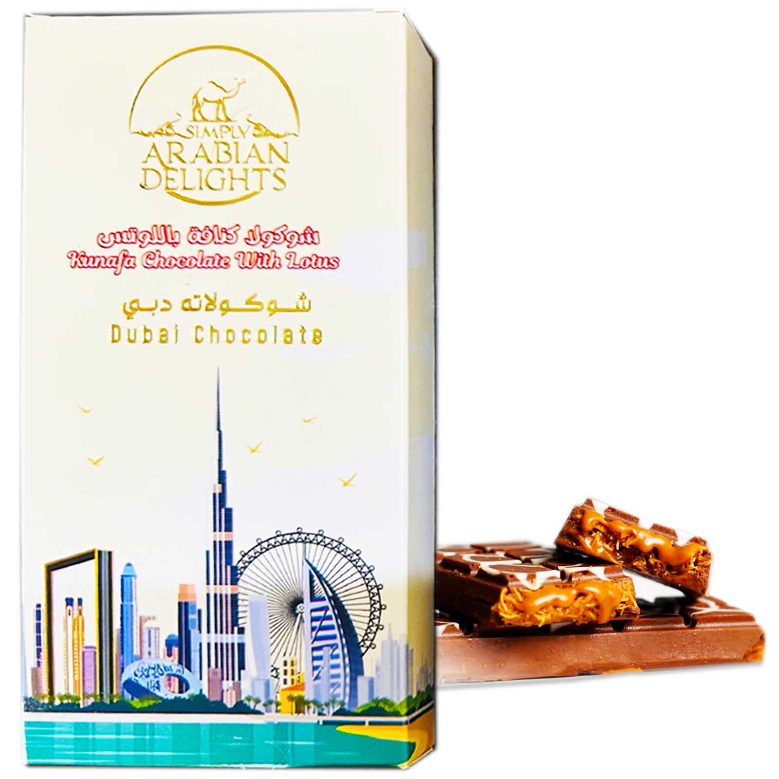KUNAFA CHOCOLATE WITH LOTUS DUBAI CHOCOLATE ARABIAN DELIGHTS ( 200 GM )