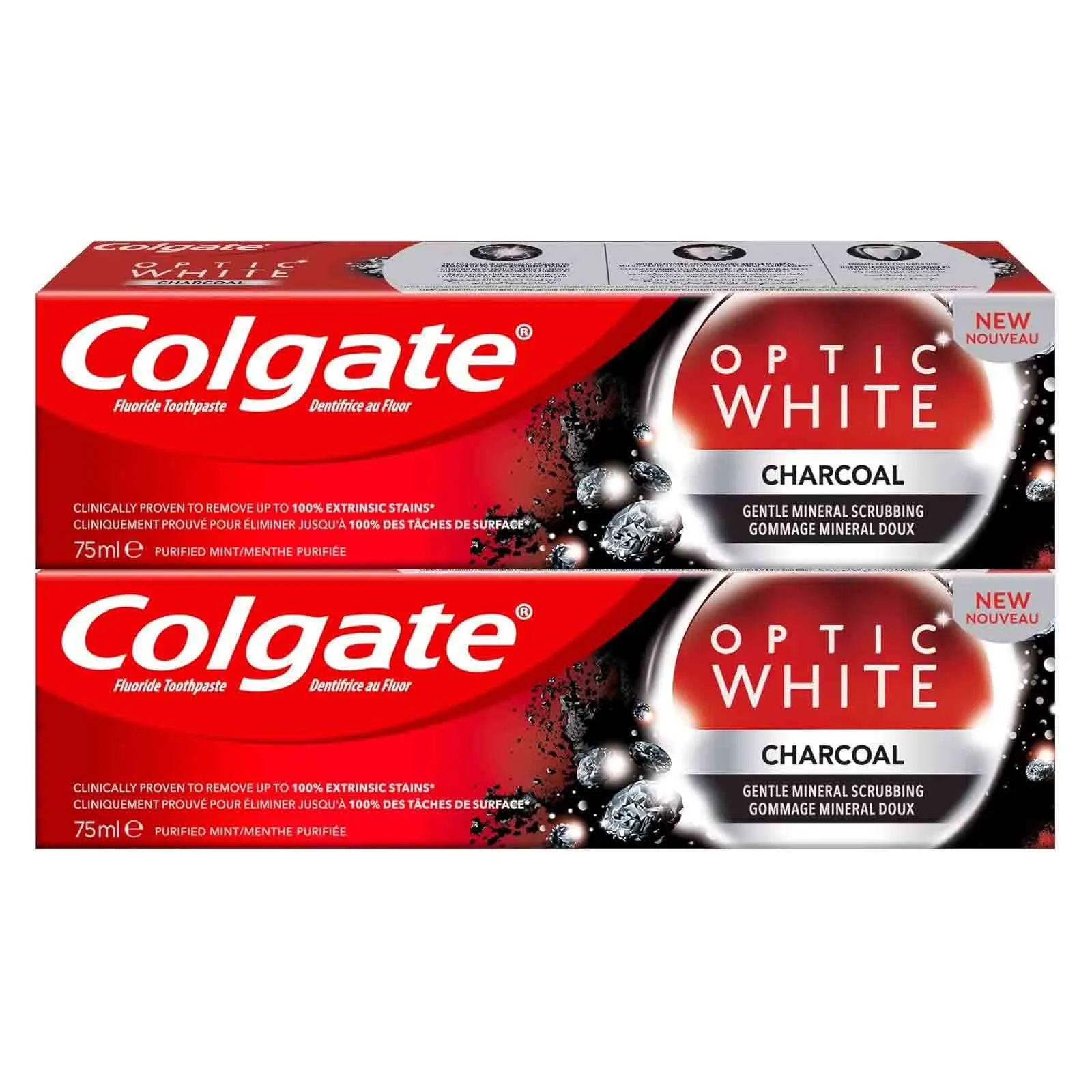 TOOTHPASTE CHARCOAL OPTIC WHITE COLGATE ( 2 X 75 ML )