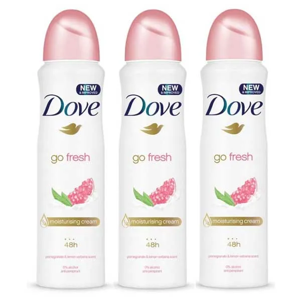 DEODORANT SPRAY GO FRESH POMEGRANATE & LEMON VERBENA SCENT DOVE ( 3 X 250 ML )