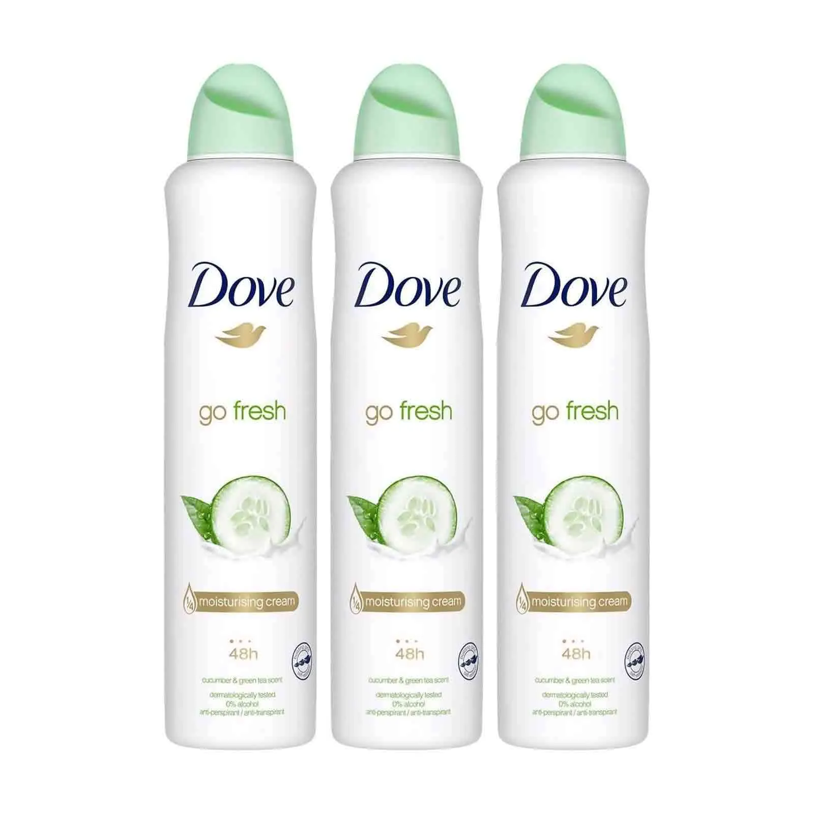 DEODORANT SPRAY GO FRESH CUCUMBER AND GREEN TEA SCENT DOVE ( 3 X 250 ML )