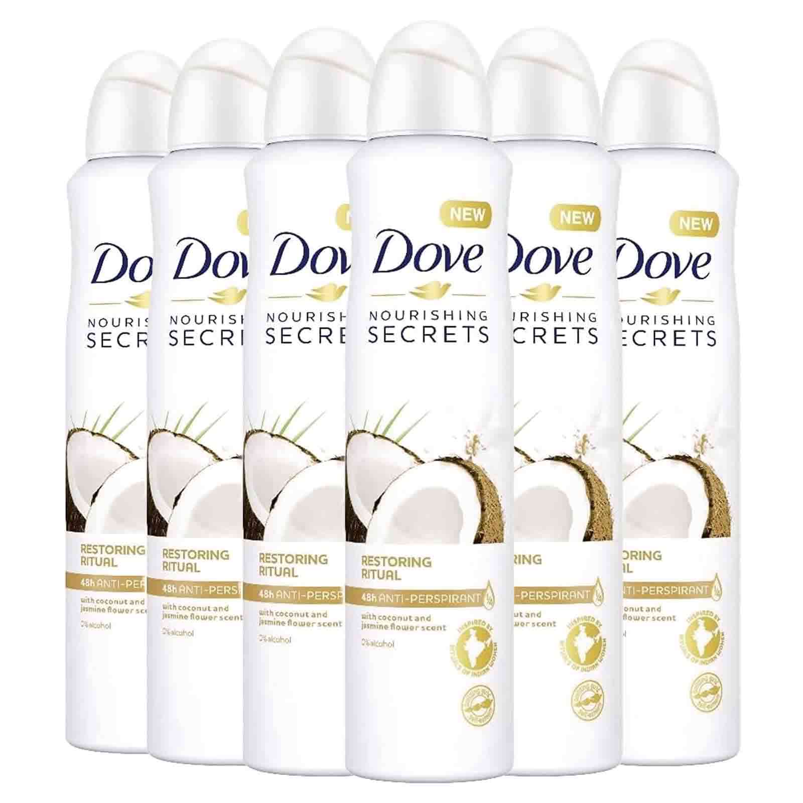 DEODORANT SPRAY RESTORING RITUAL WITH COCONUT AND JASMINE FLOWER SCENT DOVE ( 6 X 250 ML )