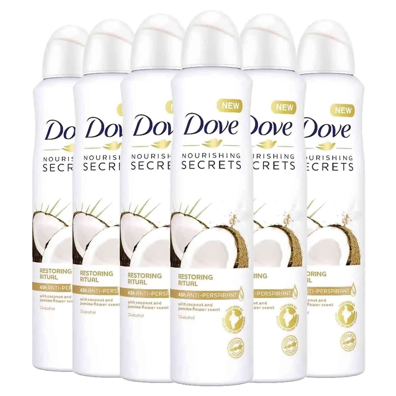 DEODORANT SPRAY RESTORING RITUAL WITH COCONUT AND JASMINE FLOWER SCENT DOVE ( 6 X 250 ML )