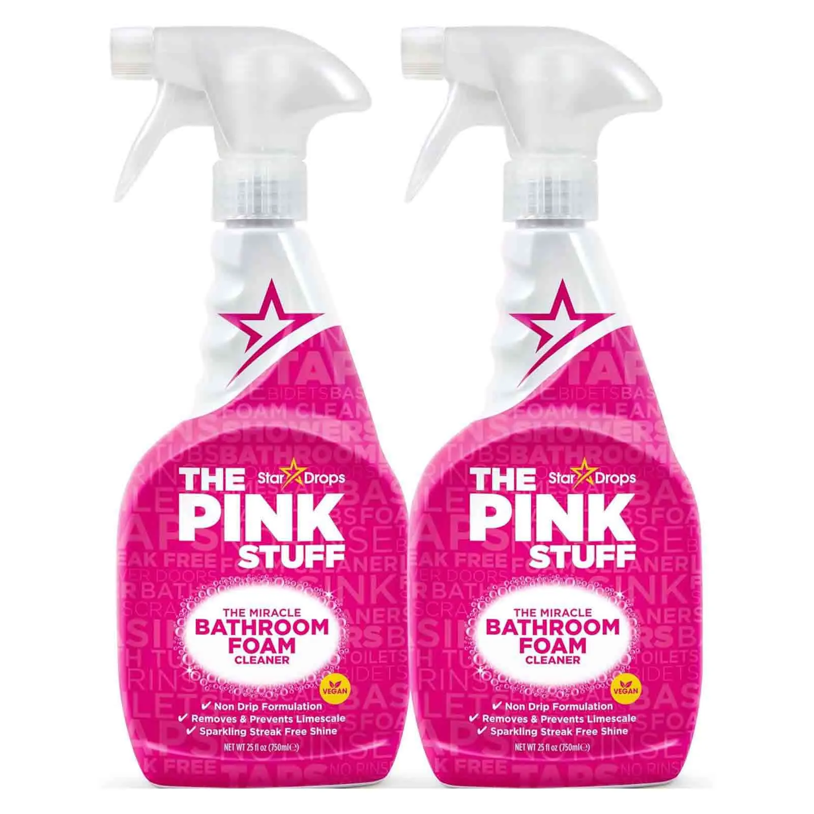 BATHROOM FOAM CLEANER SPRAY THE PINK STUFF STAR DROPS ( 2 X 850 ML )