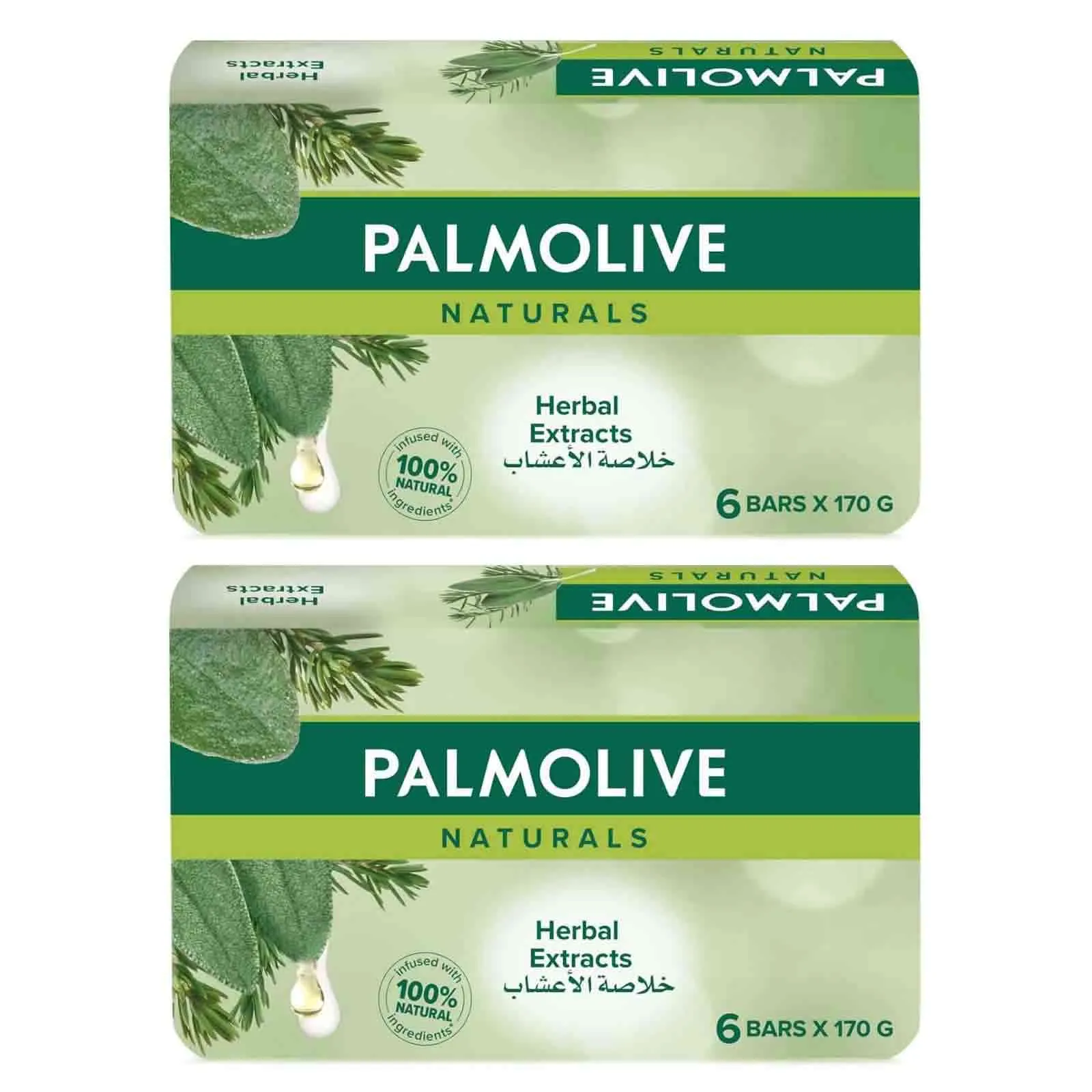 SOAP NATURALS HERBAL EXTRACTS PALMOLIVE ( 2 X 6 X 170 GM )
