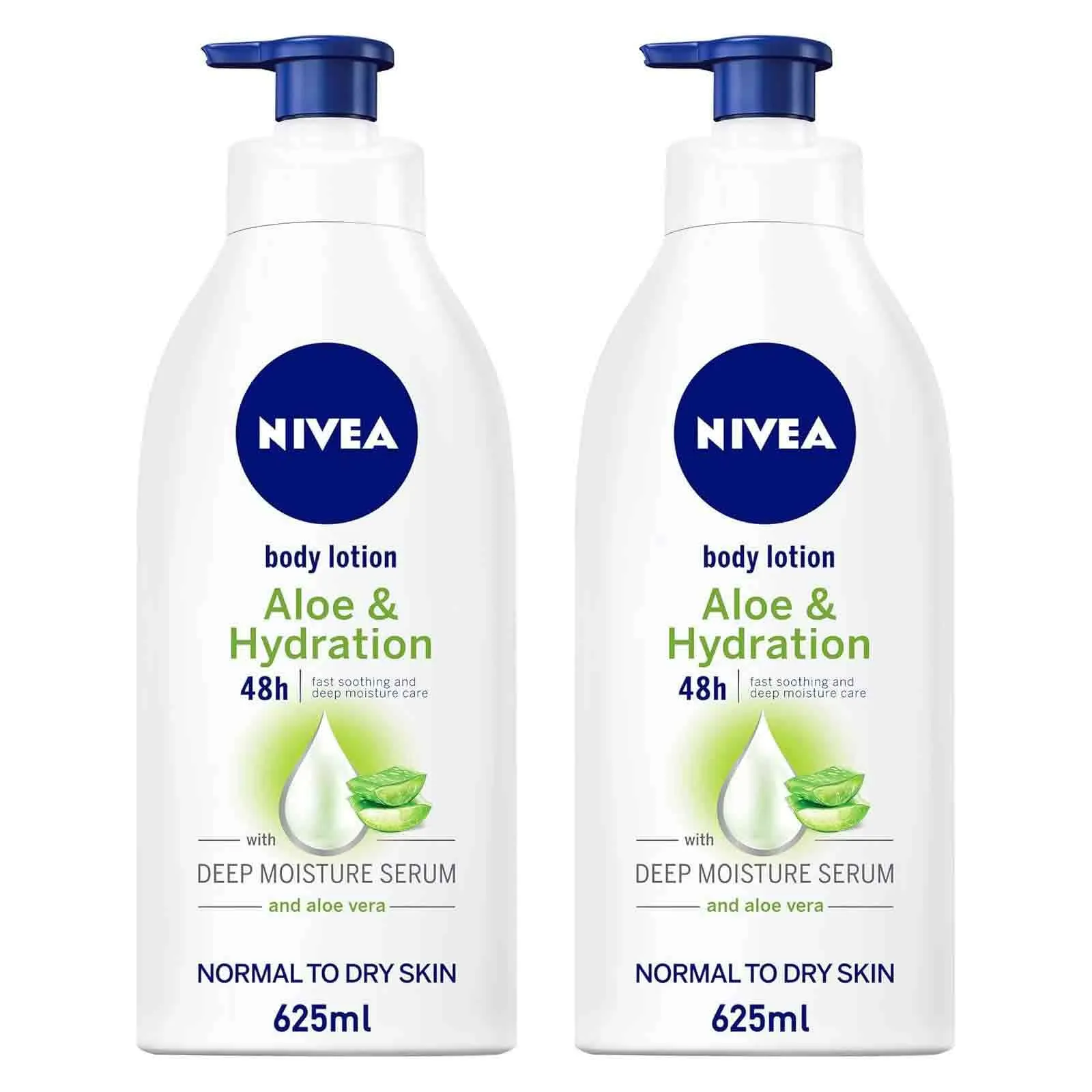 BODY LOTION ALOE & HYD NORMAL TO DRY SKIN NIVEA ( 2 X 625 ML )