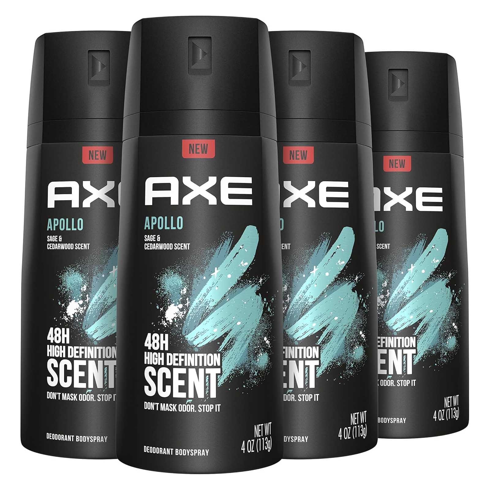 DEODORANT BODY SPRAY MEN APOLLO AXE ( 4 X 150 ML )