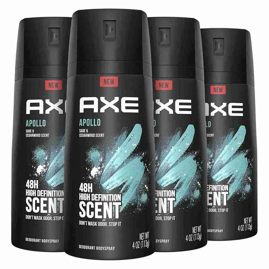 DEODORANT BODY SPRAY MEN APOLLO AXE ( 4 X 150 ML )