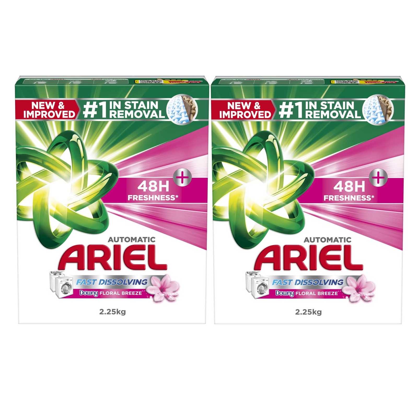 LAUNDRY DETERGENT POWDER AUTOMATIC DOWNY FLORAL BREEZE FAST DISSOLVING ARIEL ( 2 X 2.25 KG )