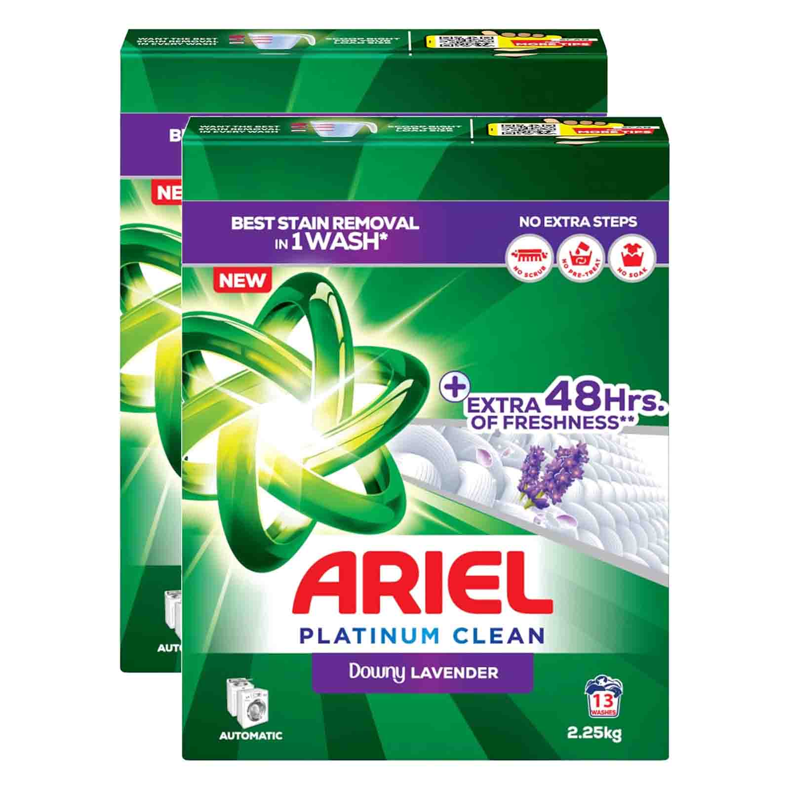 LAUNDRY DETERGENT POWDER AUTOMATIC DOWNY LAVENDER FAST DISSOLVING ARIEL ( 2 X 2.25 KG )