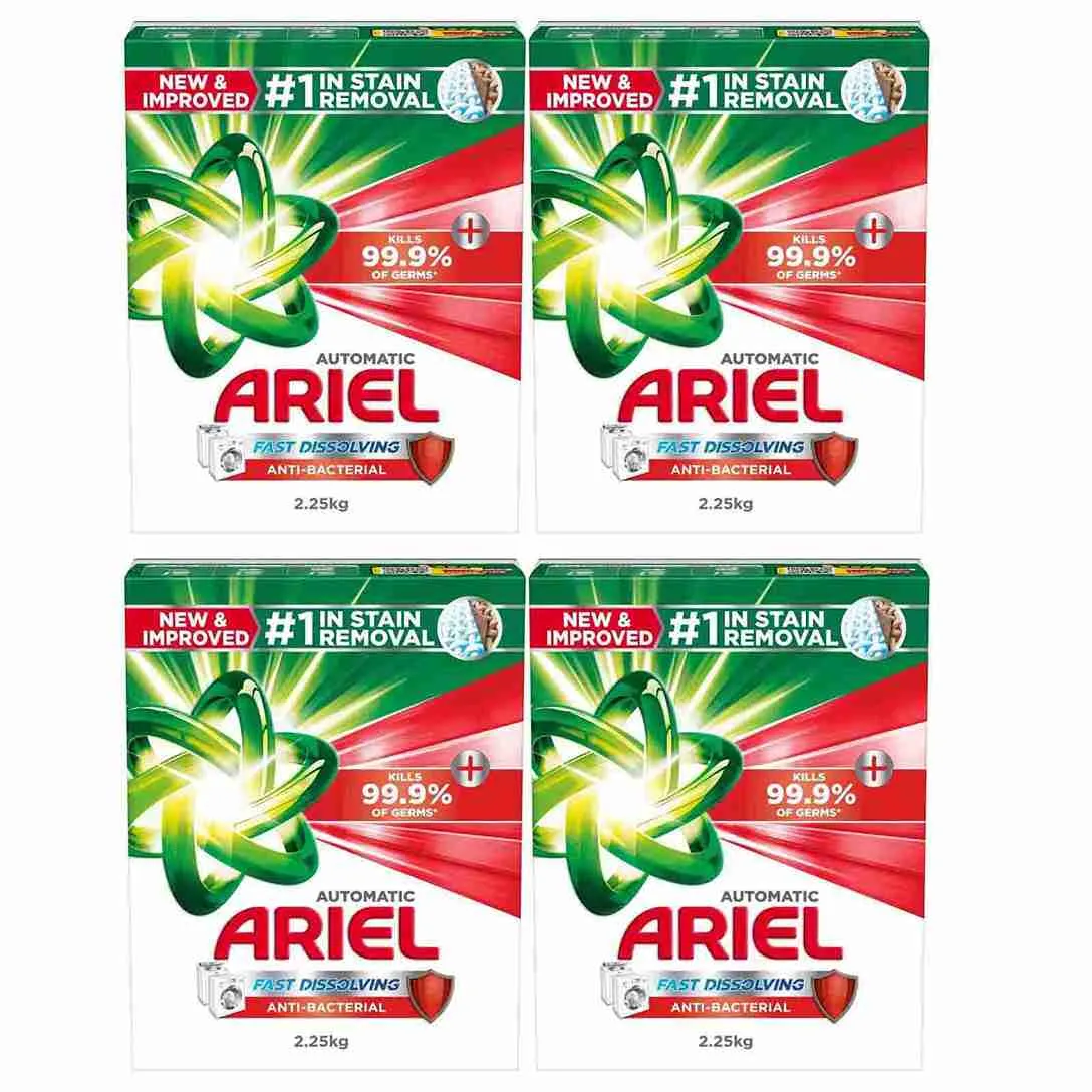 LAUNDRY DETERGENT POWDER AUTOMATIC ANTIBACTERIAL FAST DISSOLVING ARIEL ( 4 X 2.25 KG )