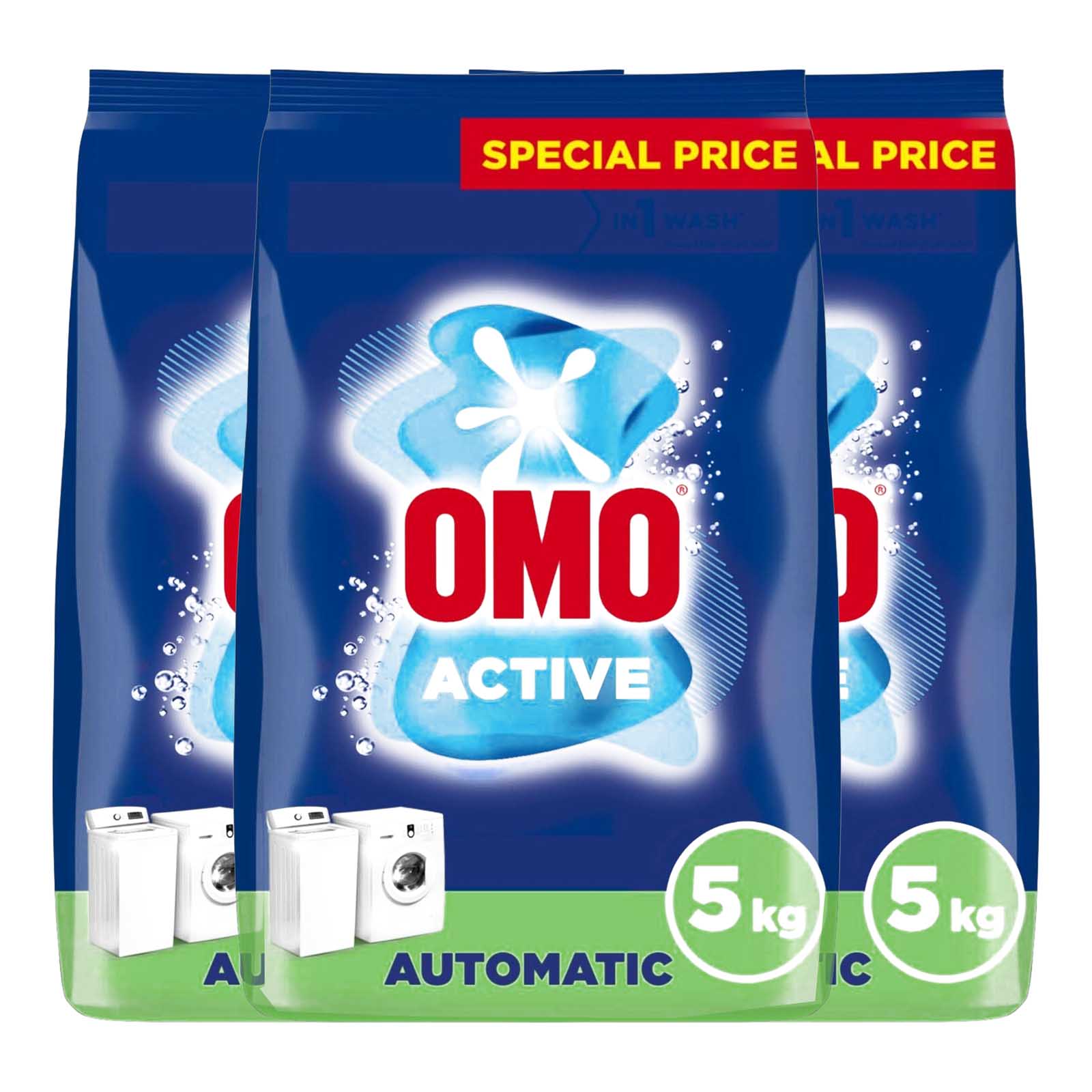 LAUNDRY DETERGENT POWDER AUTOMATIC ACTIVE OMO ( 3 X 5 KG )