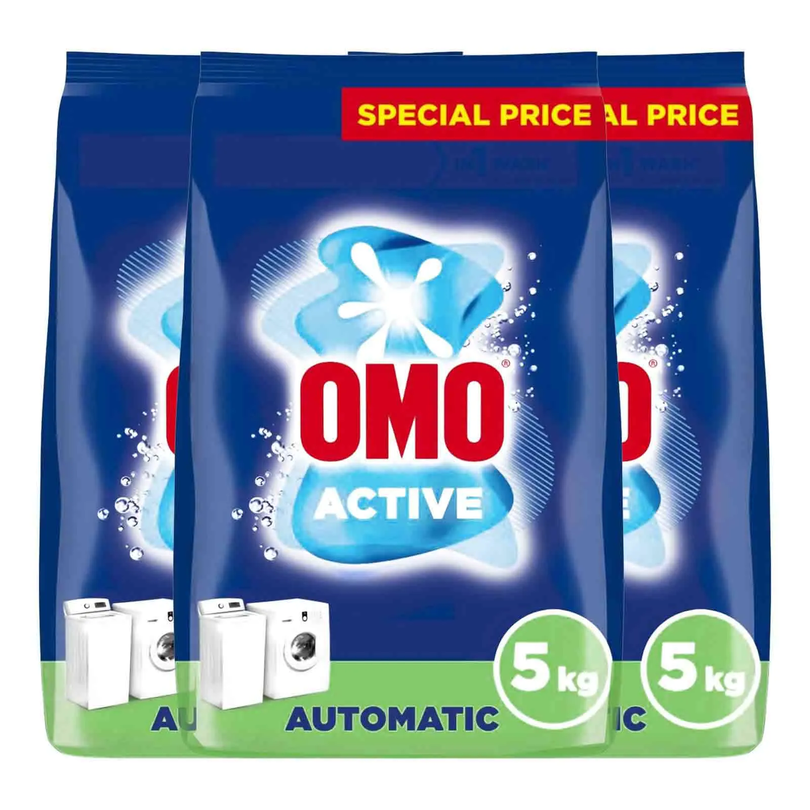 LAUNDRY DETERGENT POWDER AUTOMATIC ACTIVE OMO ( 3 X 5 KG )