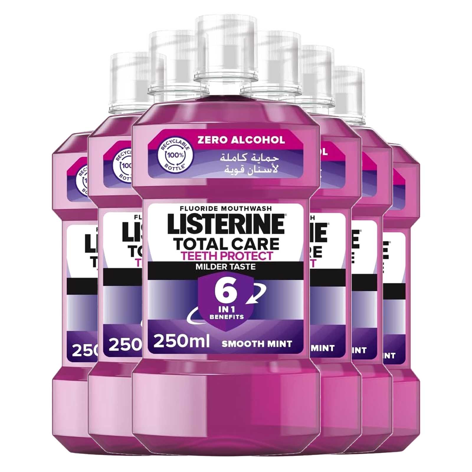  Listerine Total Care Teeth Protect Milder Taste Mouth Wash 6 x 250 ml