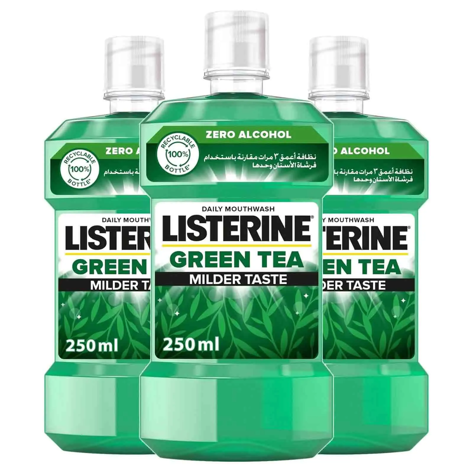 MOUTH WASH GREEN TEA MILDER TASTE LISTERINE ( 3 X 250 ML )