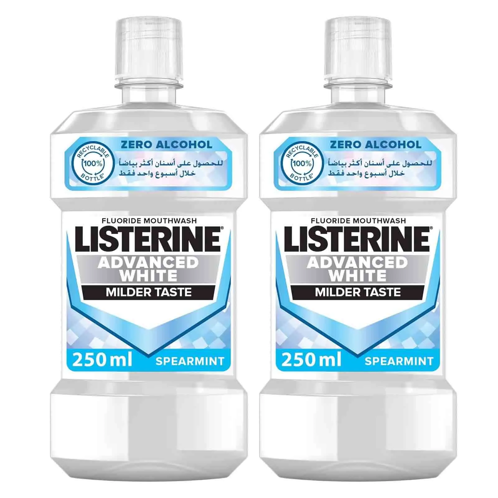 MOUTH WASH ADVANCED WHITE MILDER TASTE LISTERINE ( 2 X 250 ML )