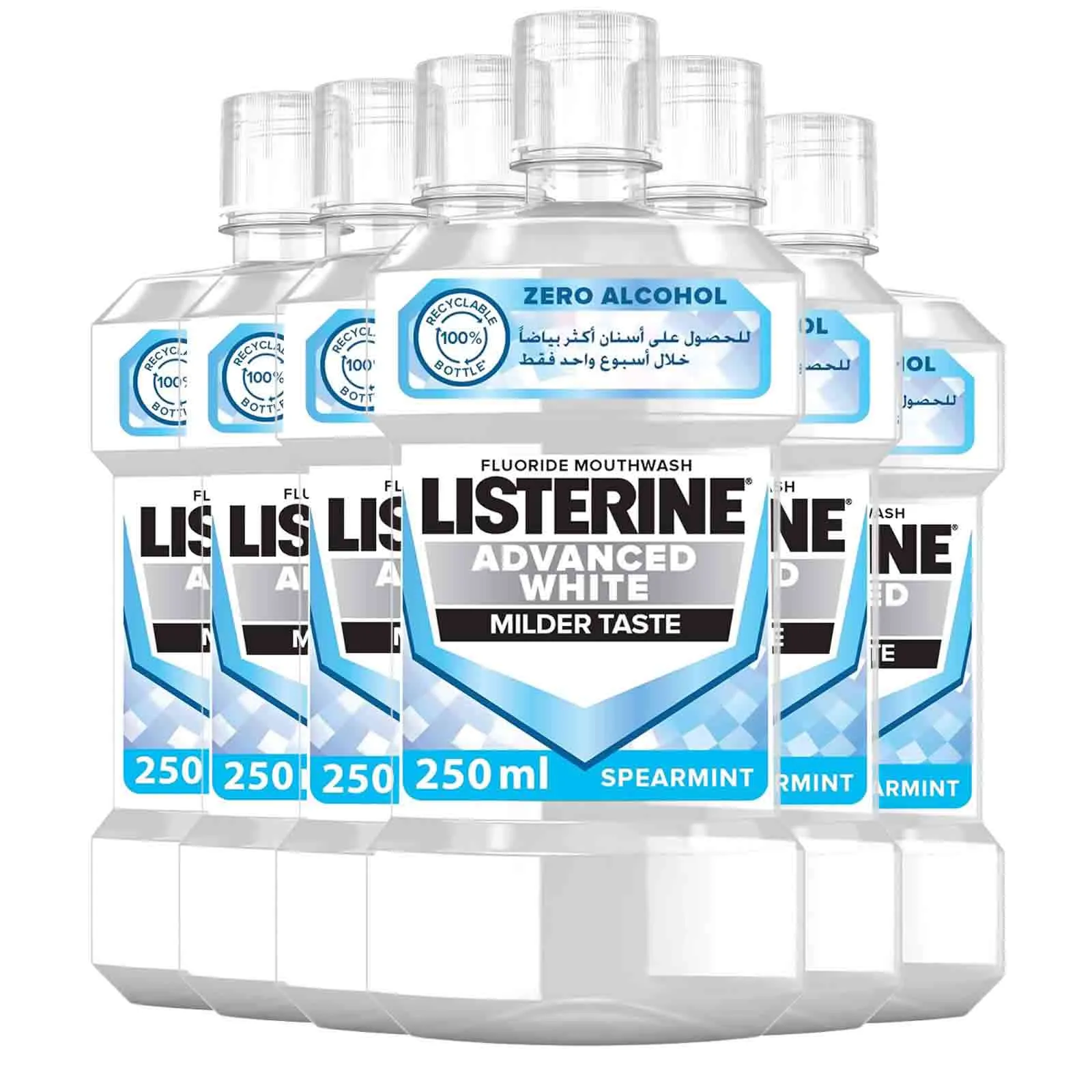 MOUTH WASH ADVANCED WHITE MILDER TASTE LISTERINE ( 6 X 250 ML )