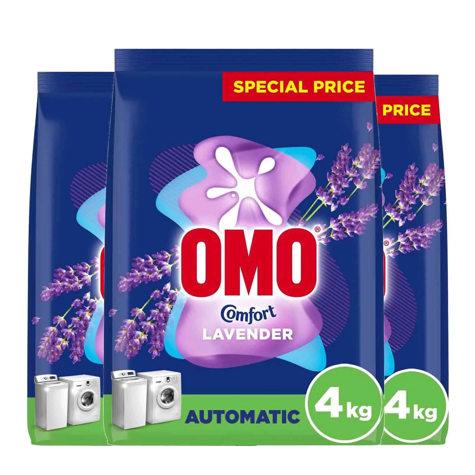 LAUNDRY DETERGENT POWDER AUTOMATIC COMFORT LAVENDER OMO ( 3 X 4 KG )