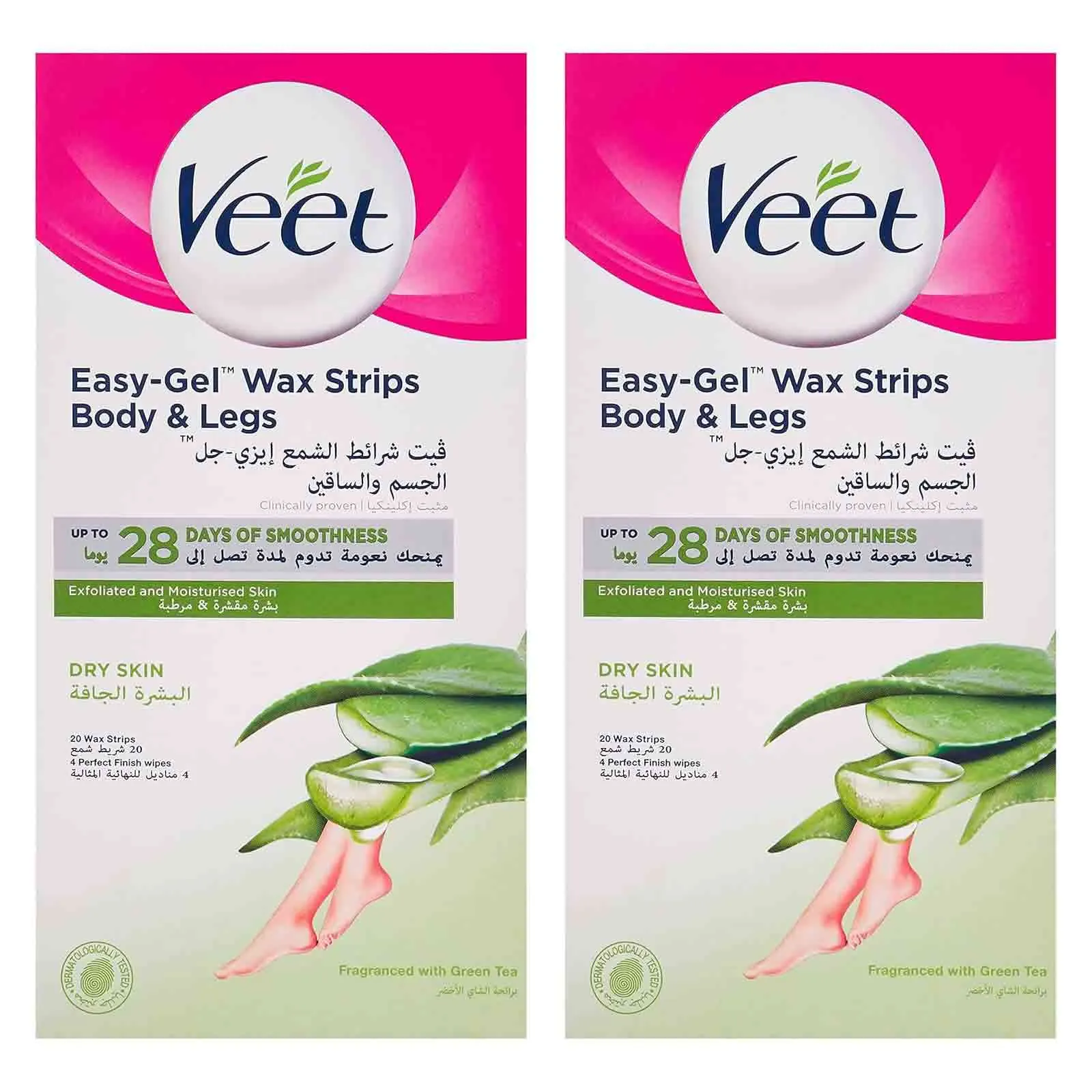HAIR REMOVAL WAX STRIPS PROFESSIONAL ALOE VERA FOR DRY SKIN VEET ( 2 X 20 PC )