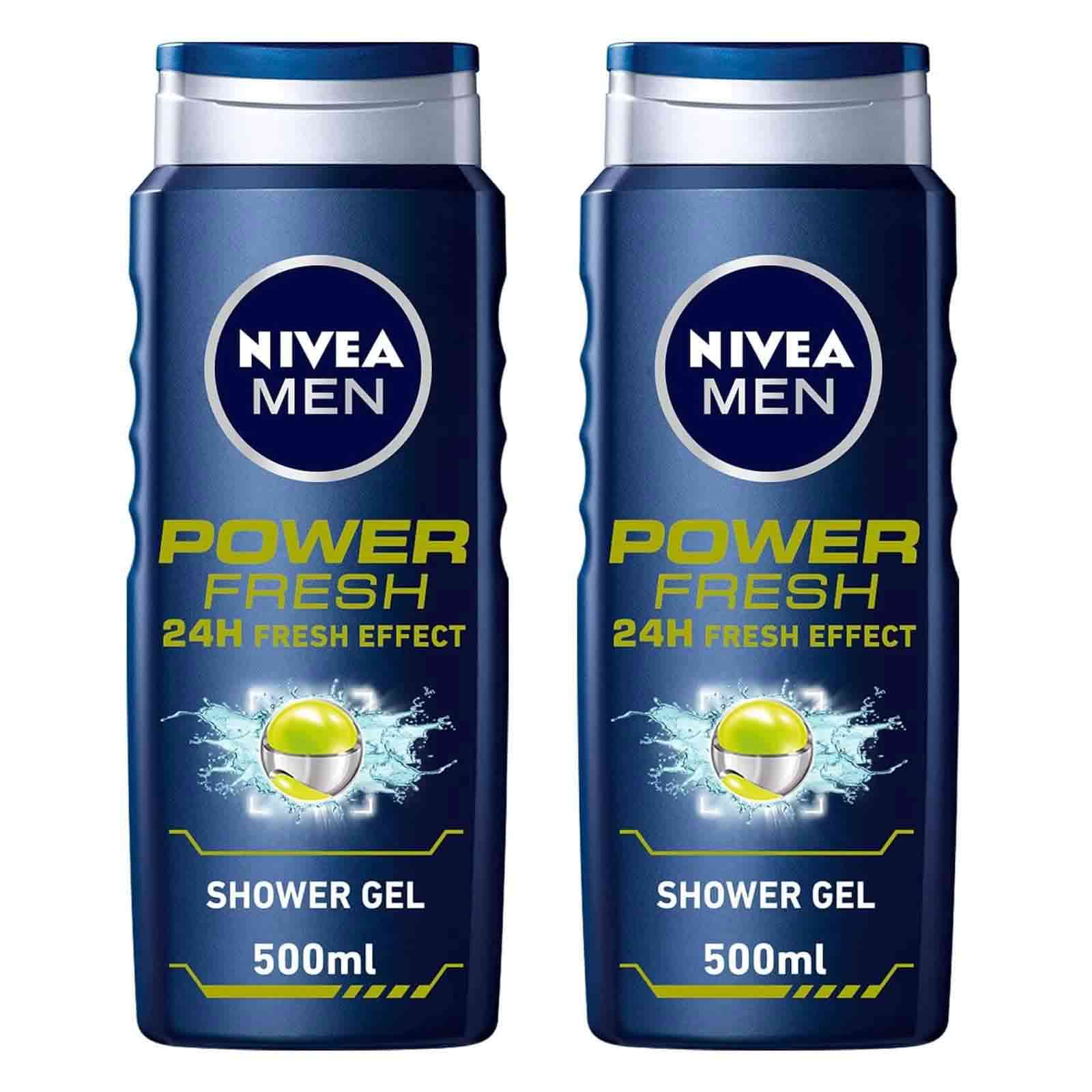 SHOWER GEL MEN 3 IN 1 POWER 24H FRESH NIVEA ( 2 X 500 ML )