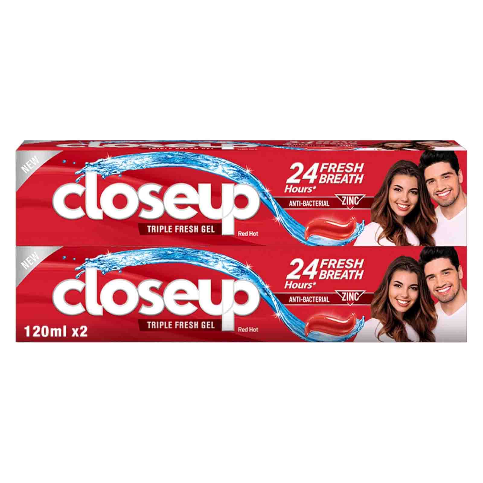 TOOTHPASTE ANTI-BACTERIAL RED HOT CLOSE-UP ( 2 X 120 GM ) 