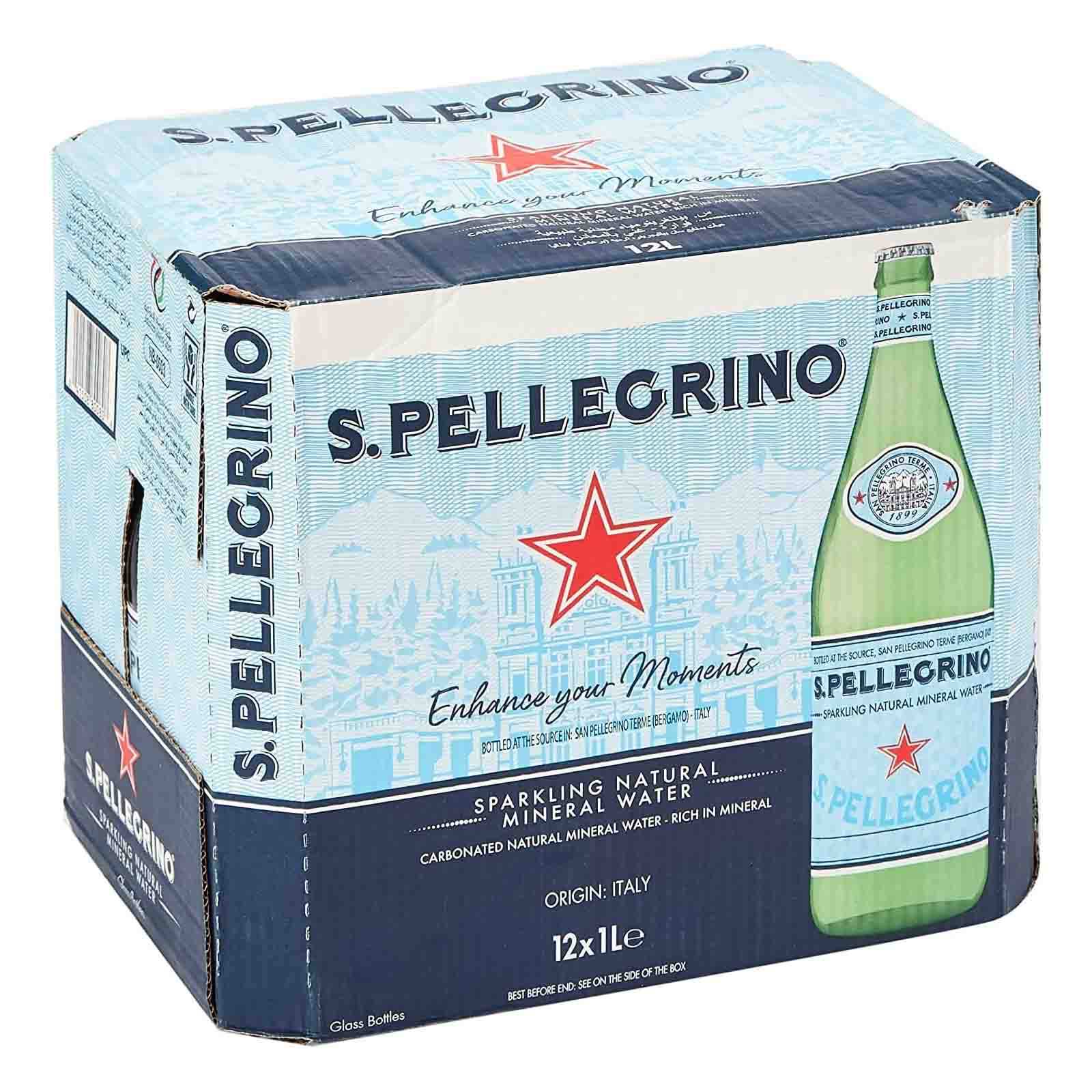 WATER SPARKLING GLASS BOTTLE SAN PELLEGRINO ( 12 X 1 LTR )
