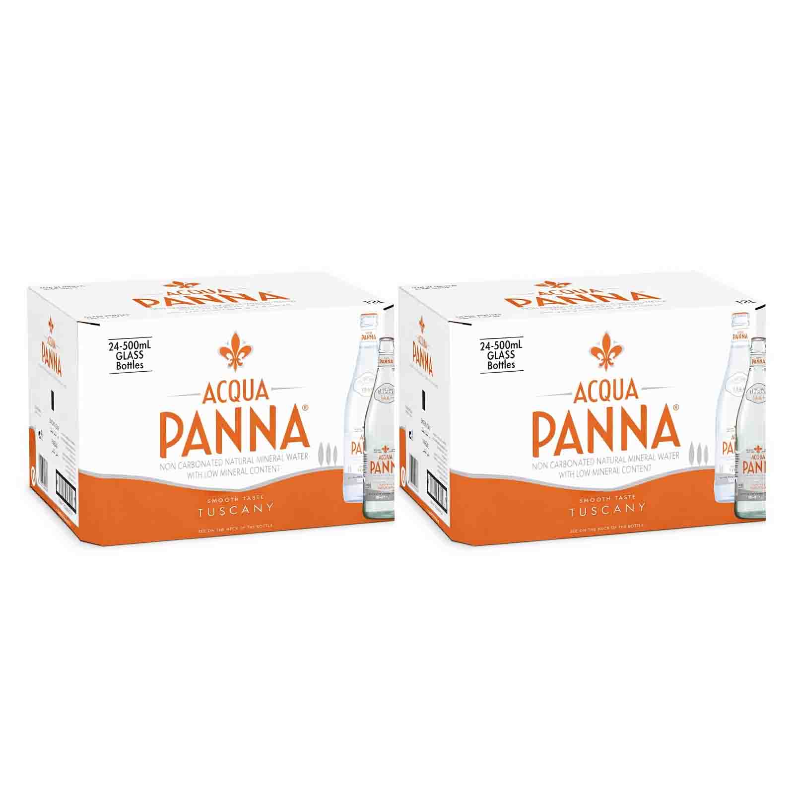 WATER MINERAL GLASS BOTTLE ACQUA PANNA ( 2 X 24 X 500 ML )