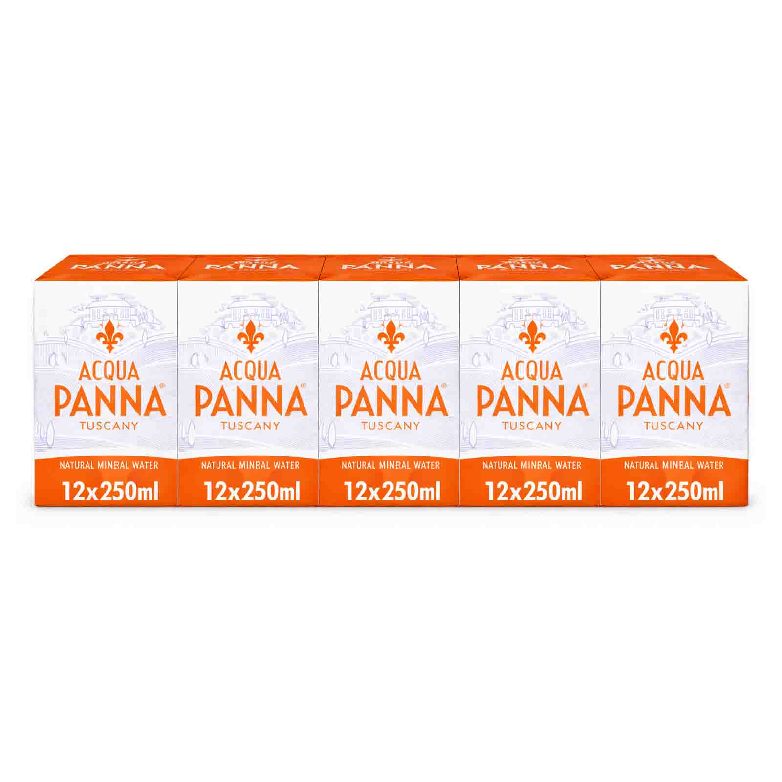 WATER MINERAL GLASS BOTTLE ACQUA PANNA ( 5 X 12 X 250 ML )