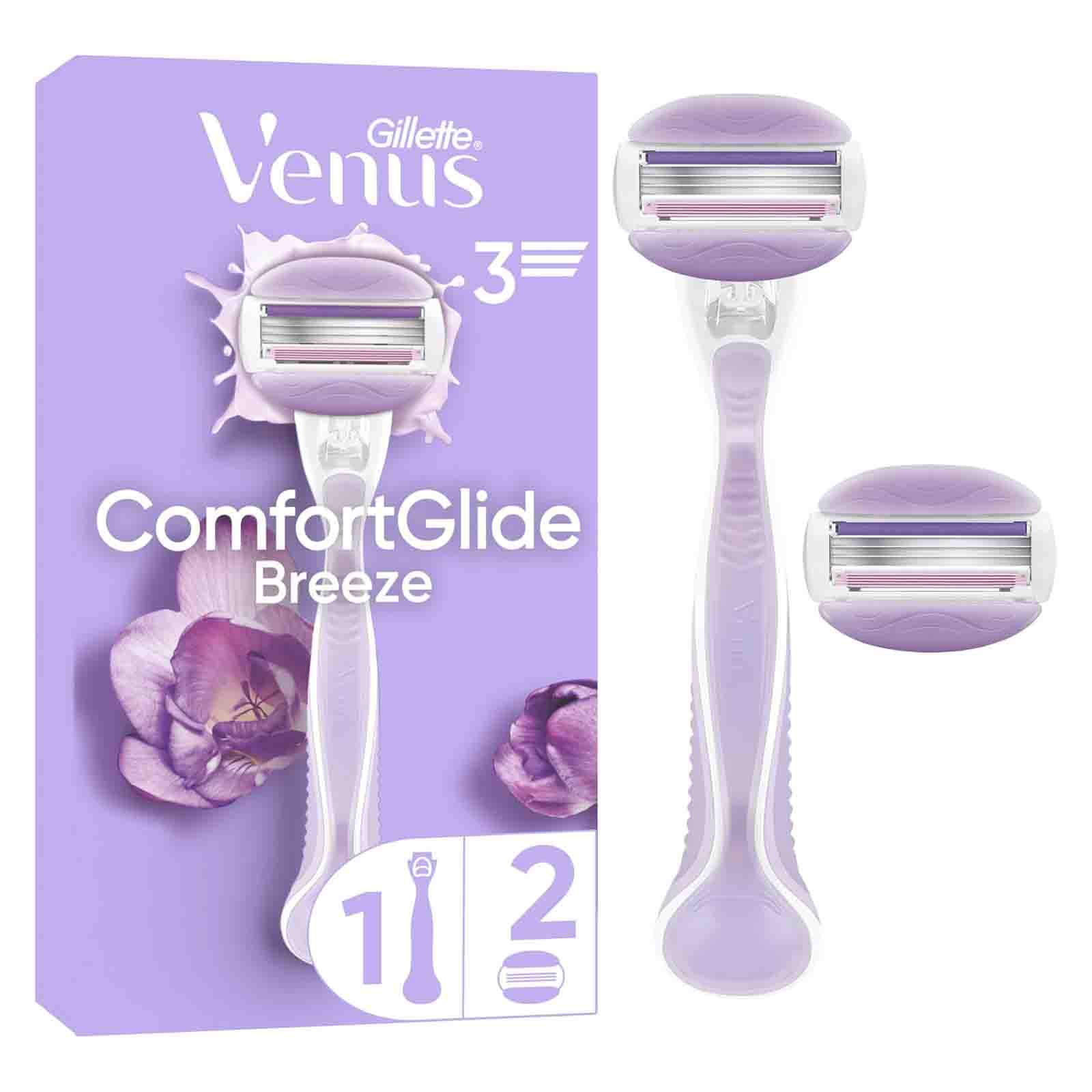 RAZOR REFILL BLADE BREEZE VENUS 3 WITH 1 HANDLE + 2 BLADE GILLETTE ( 1 PC )