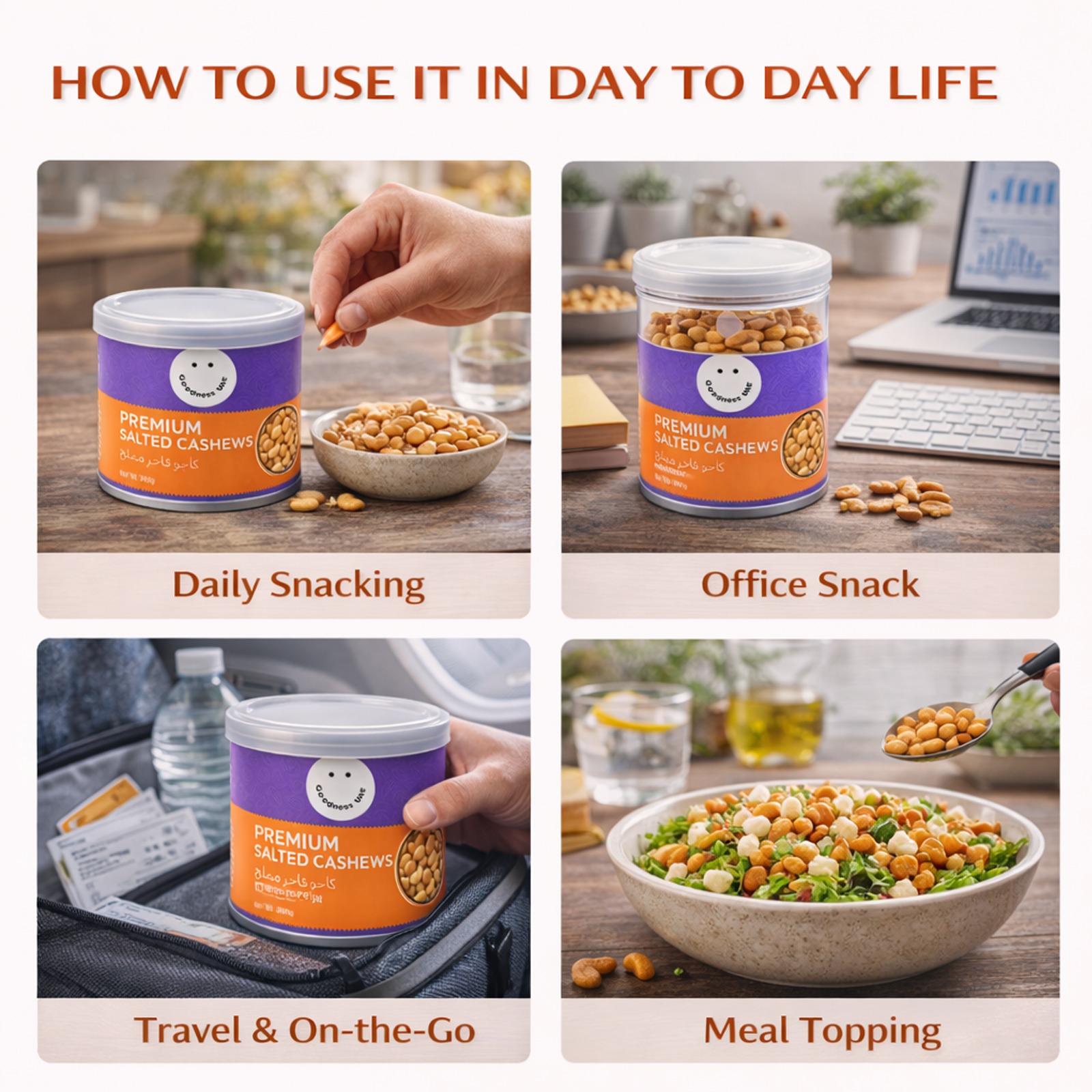 Goodness Premium Dry Roasted Salted Cashews – No Added Oil, Rich in Protein, No Preservatives, 200 g