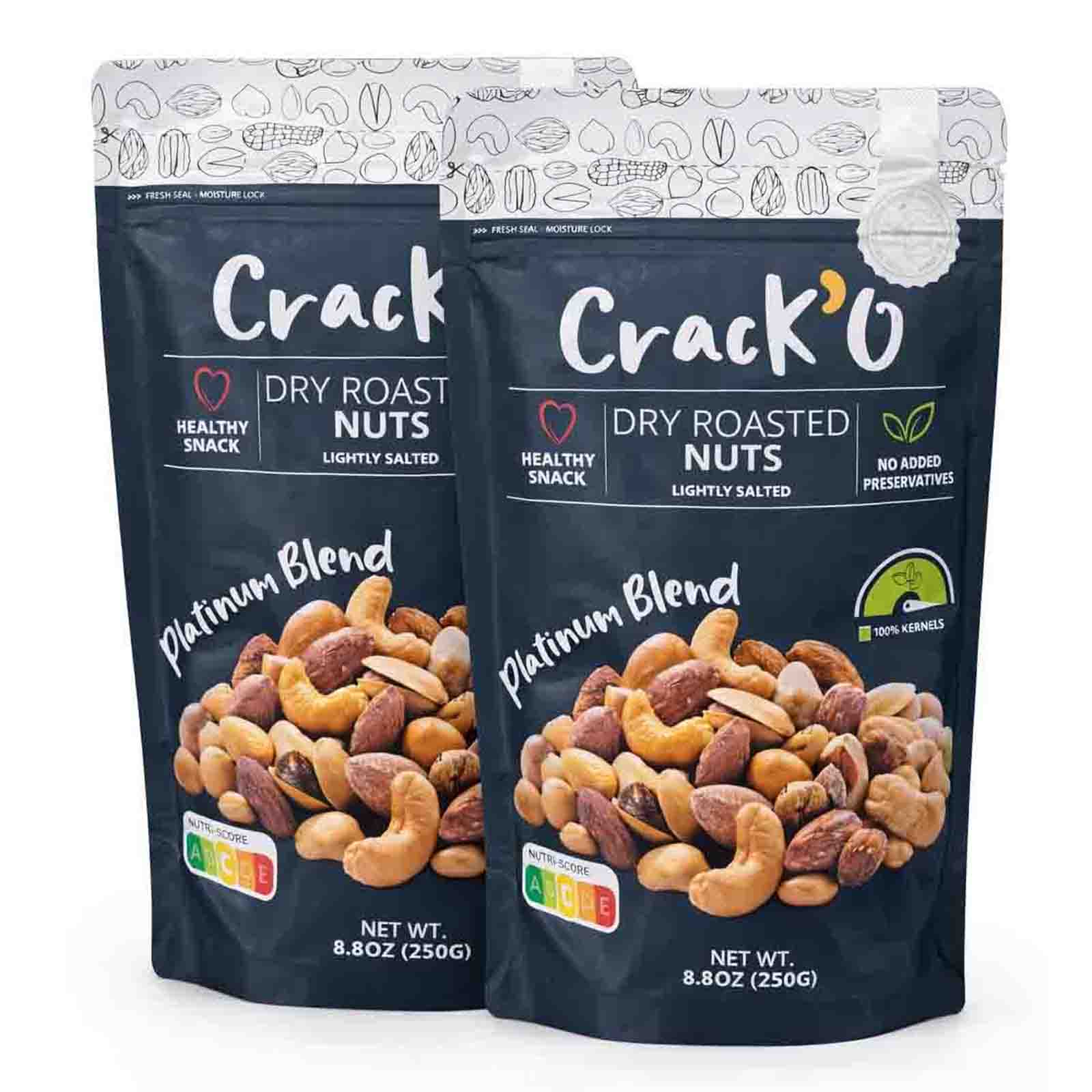 NUTS PLATINUM BLEND 100 % KERNAL CRACKO ( 2 X 250 GM )