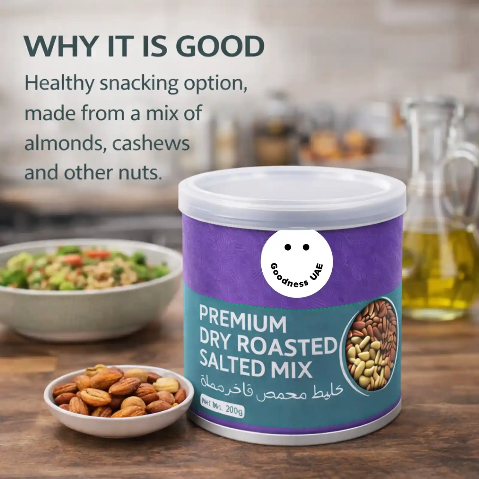 Goodness Premium Dry Roasted Salted Mix, No Added Oil, Rich in Protein, No Preservatives, 2 X 200 g