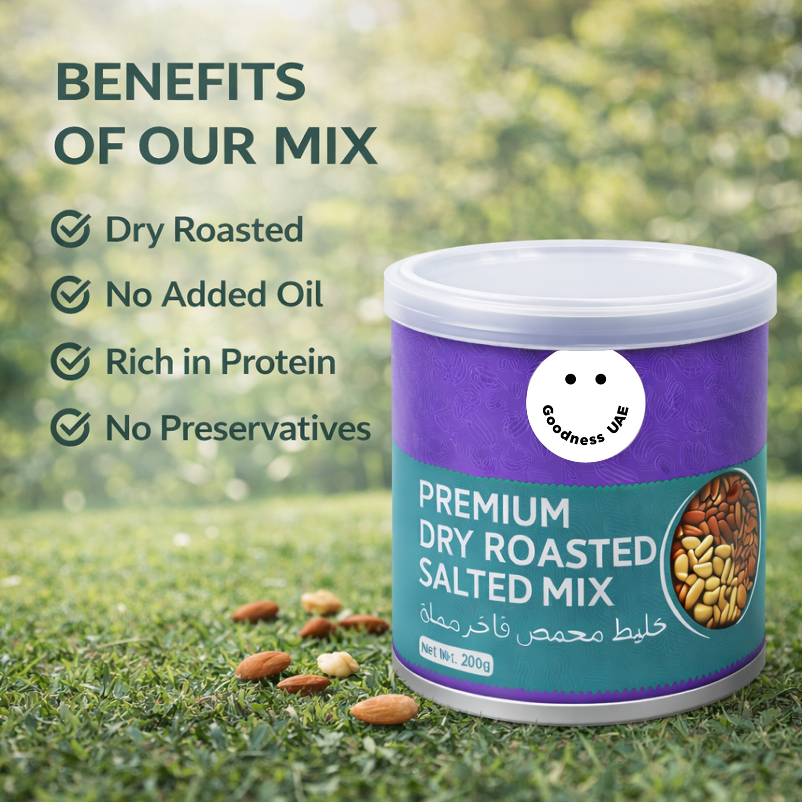  Goodness  Premium Dry Roasted Salted Mix, No Added Oil, Rich in Protein, No Preservatives, 2 X 200 g