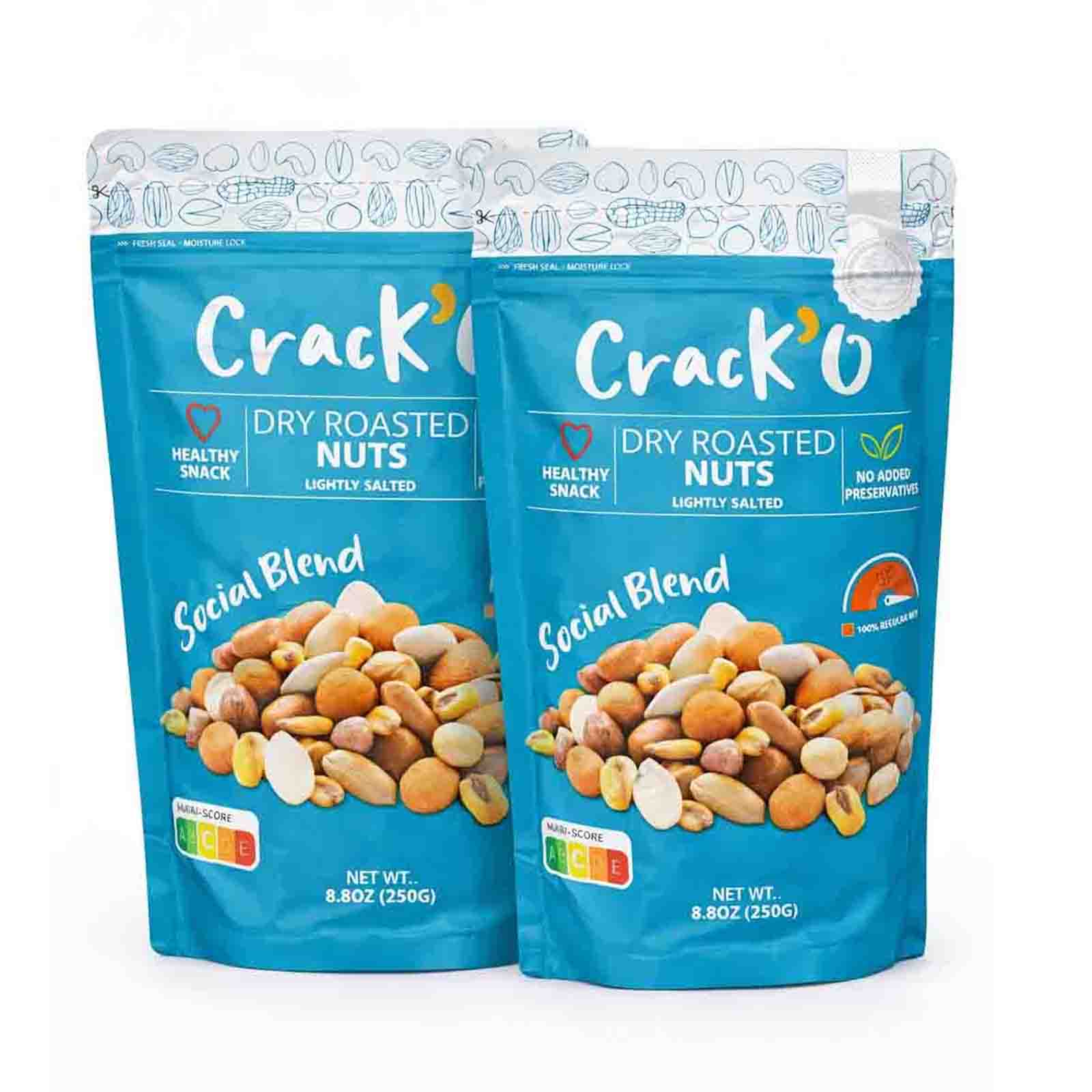 NUTS SOCIAL BLEND 100 % REGULAR MIX CRACKO ( 2 X 250 GM )