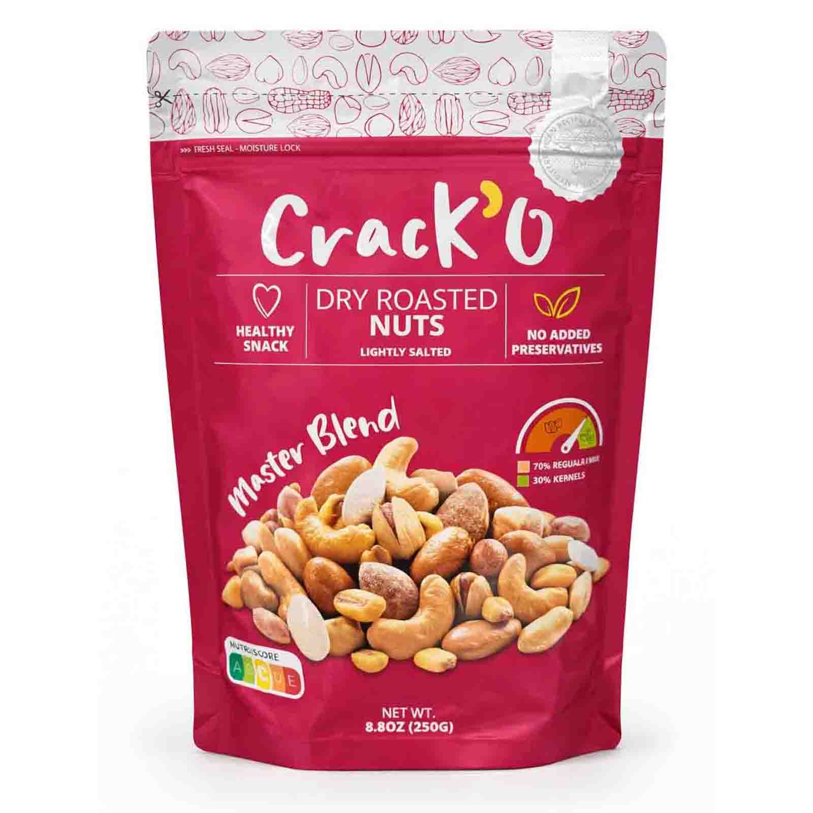 NUTS MASTER BLEND 70% REGULAR MIX & 30 % KERNALS CRACKO ( 250 GM )