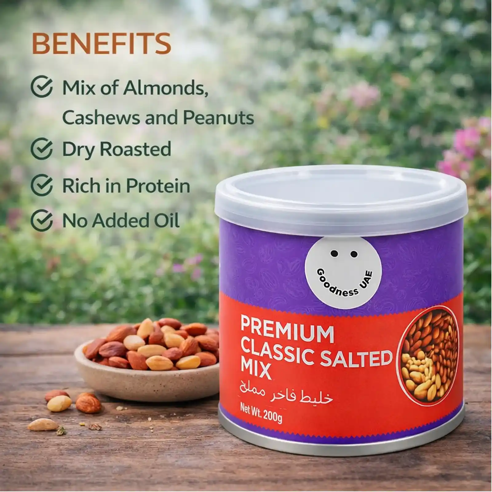 Goodness UAE Premium Dry Classic Salted Mix, No Added Oil, Rich in Protein, No Preservatives, 2 x 200 g